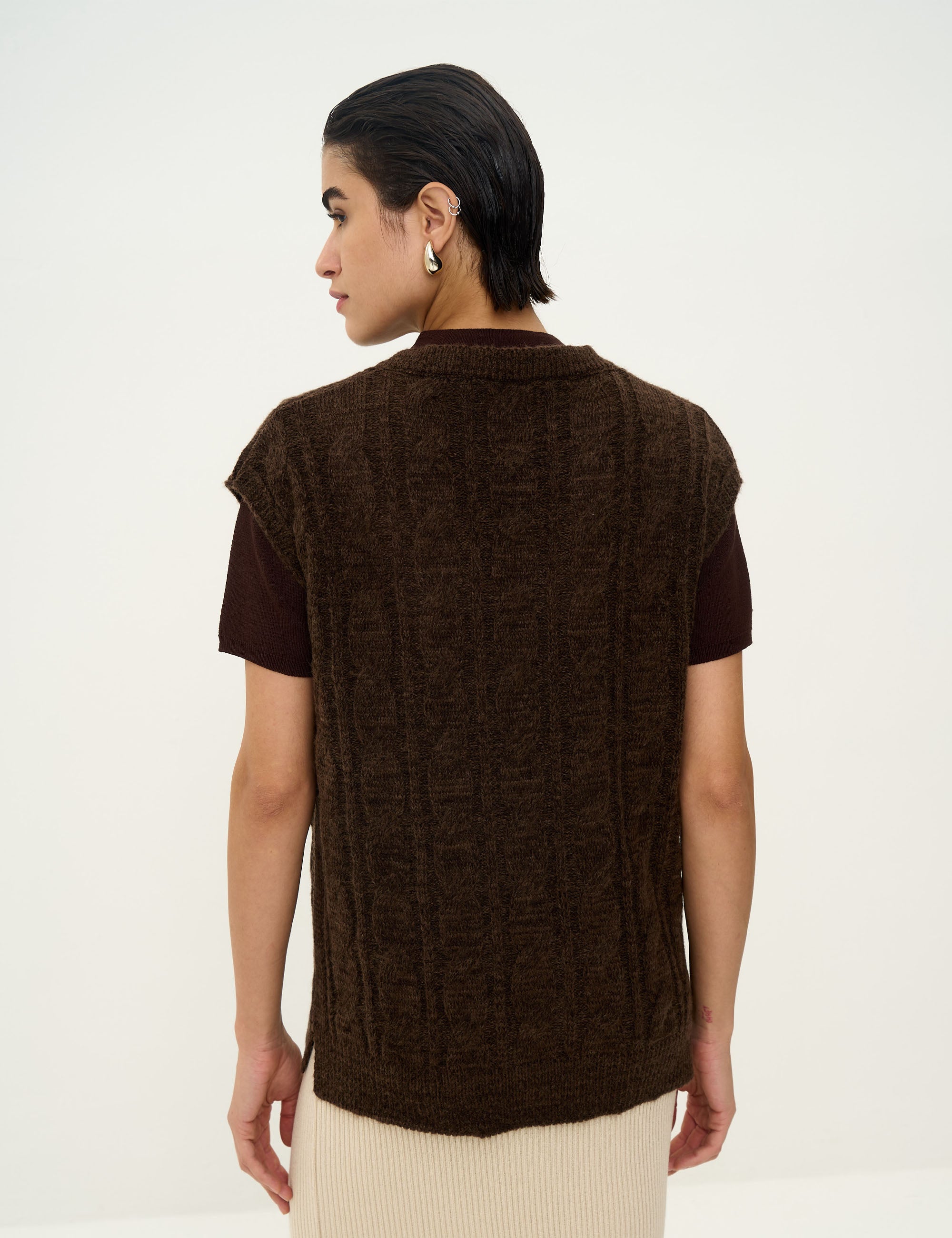 Colete Tricot Marrom Café