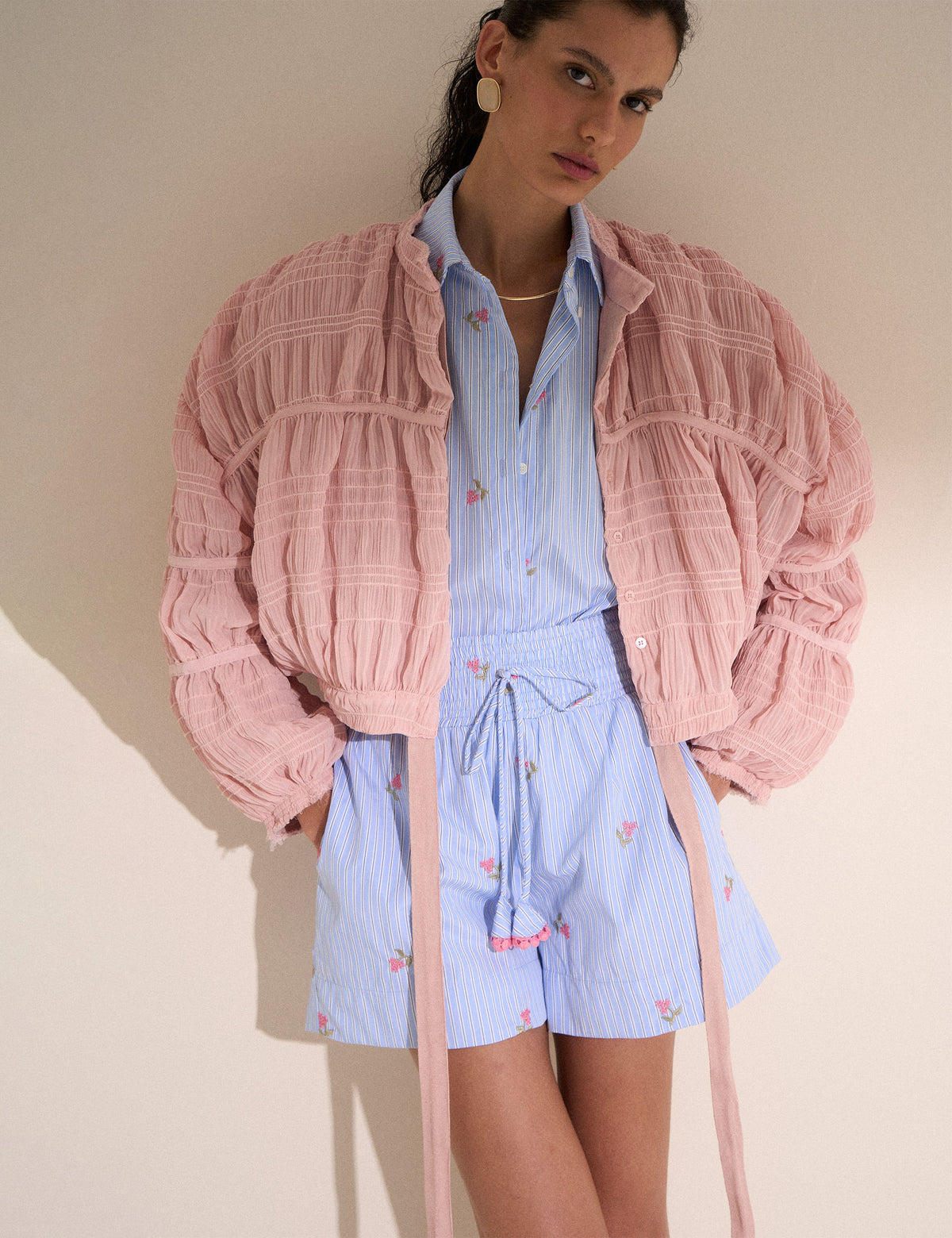 Conjunto Camélia Bordado Rosa