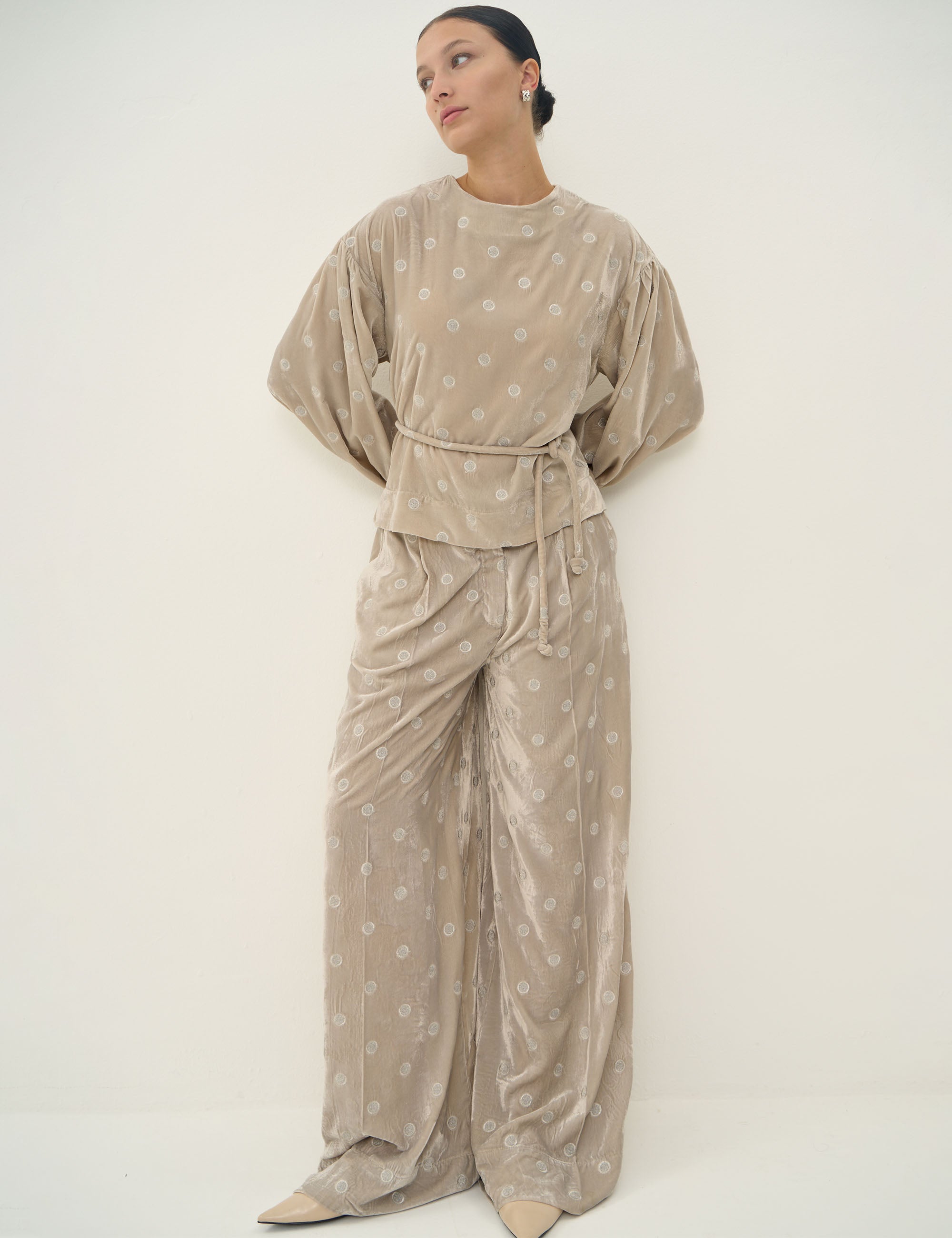 Conjunto Gaia Veludo Cinza