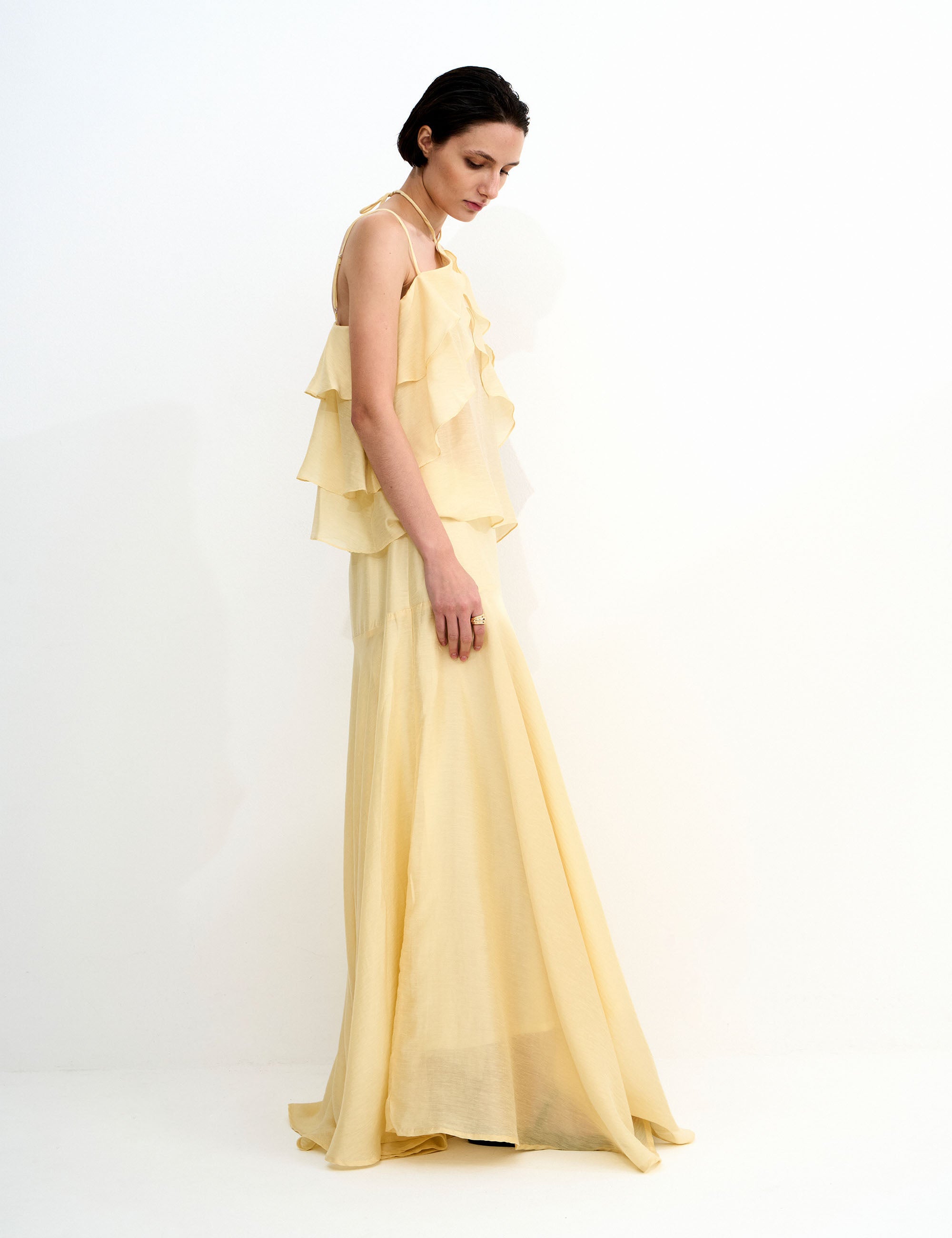 Conjunto Rosa Voil Amarelo