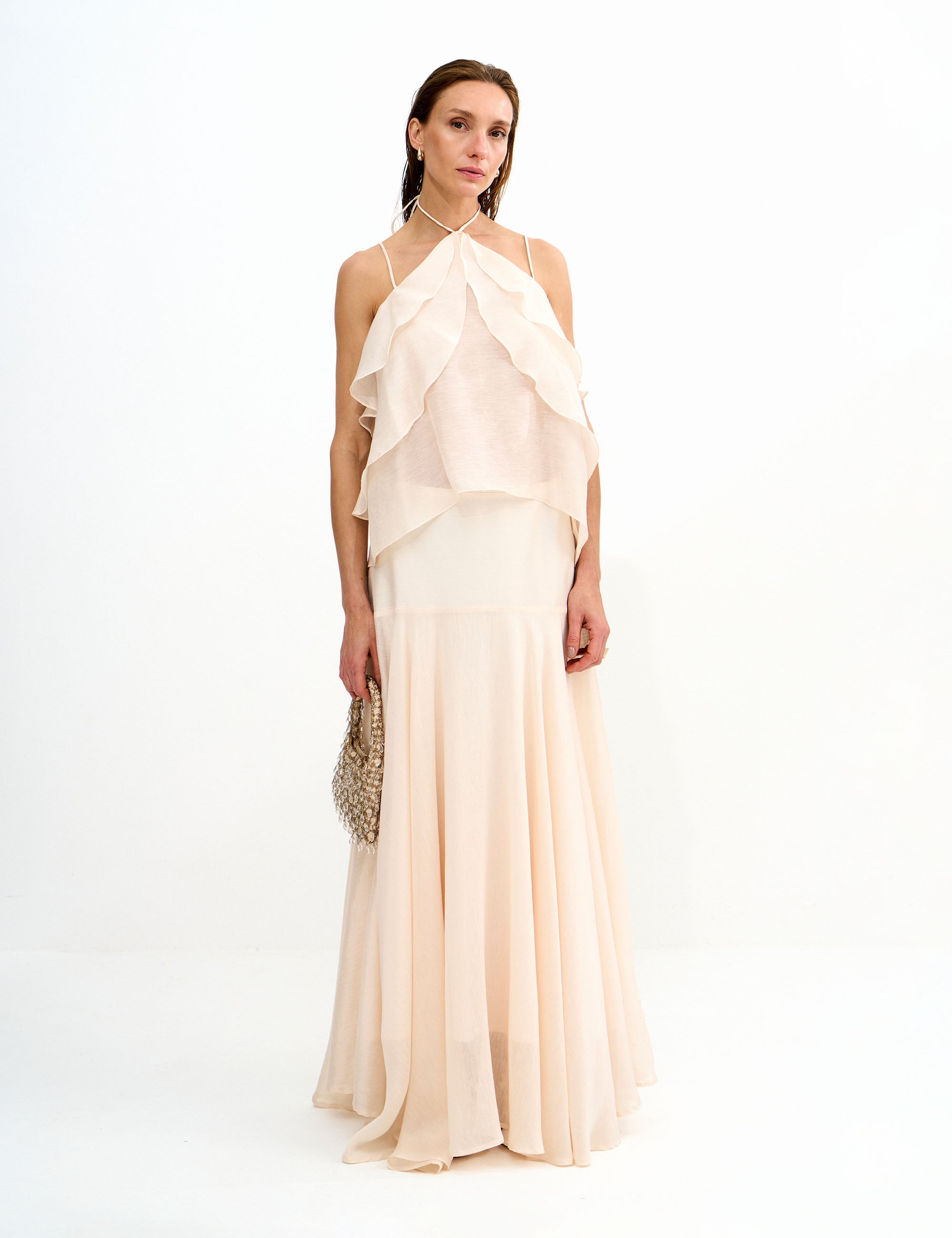 Conjunto Rosa Voil Marfim