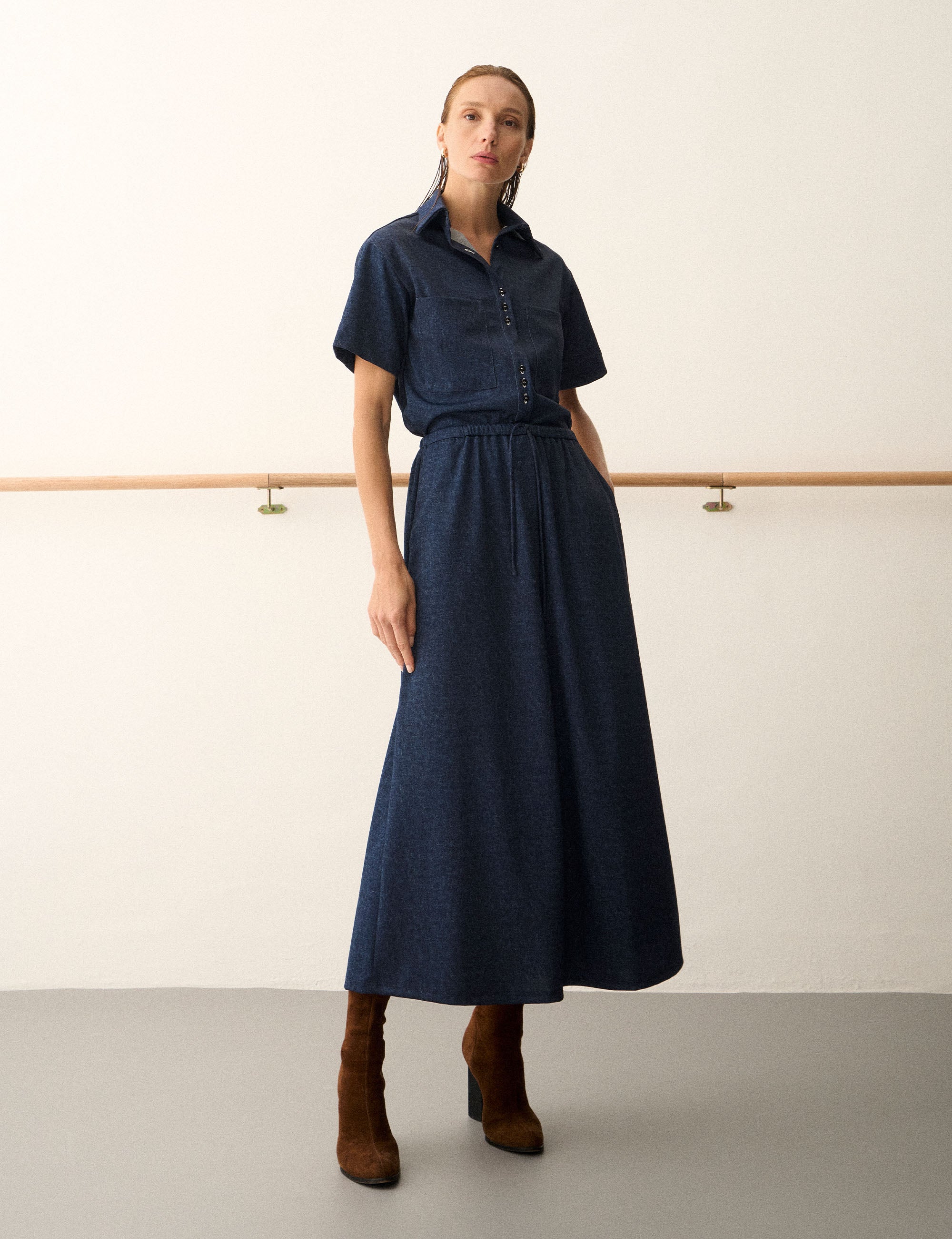 Saia Copa Midi Denim