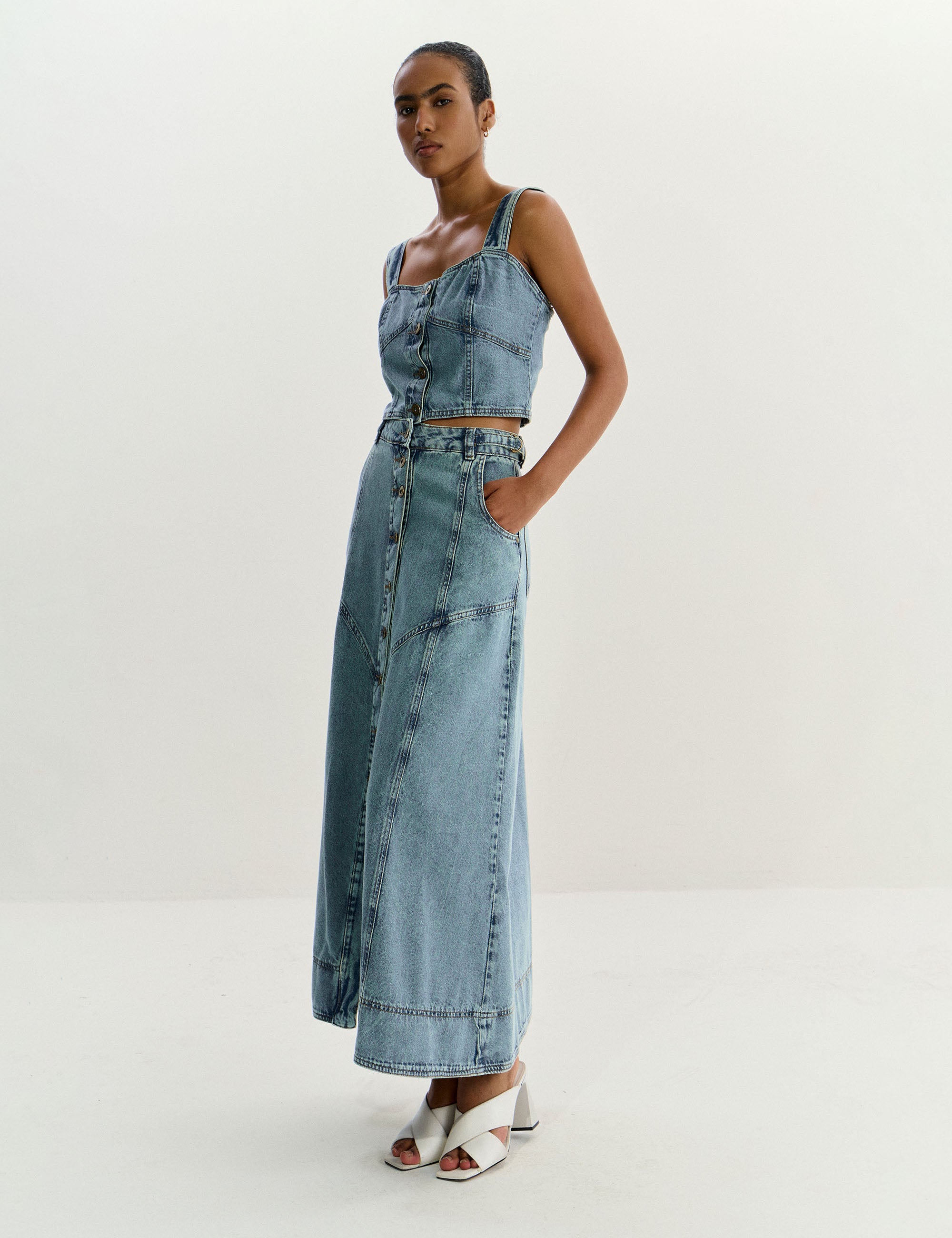 Conjunto Thaisa Denim Jeans Claro