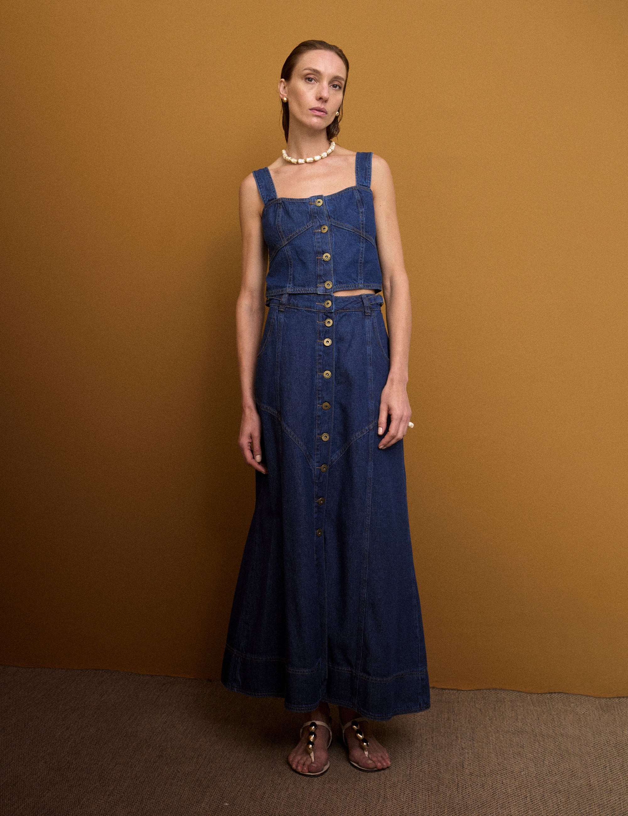 Conjunto Thaisa Denim Jeans Escuro | Nanaminze