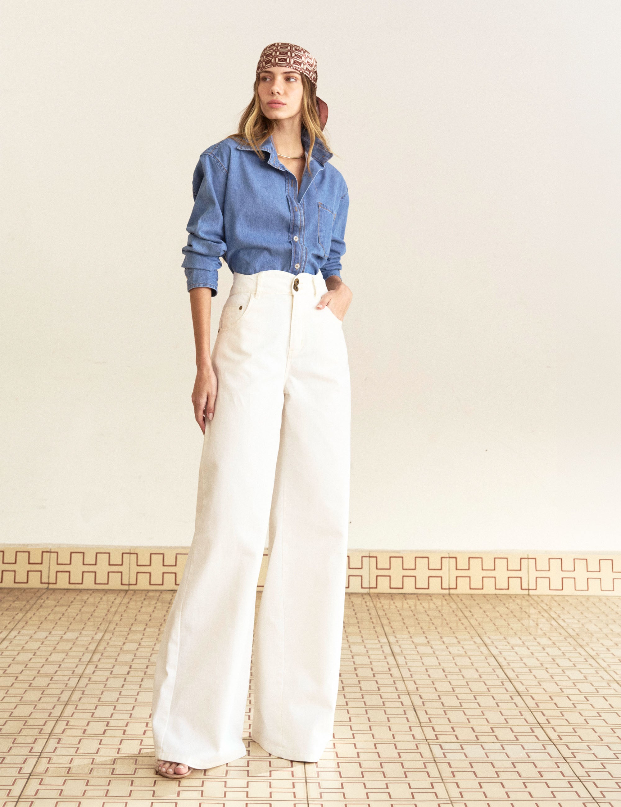 Calça Ondas Denim Off White