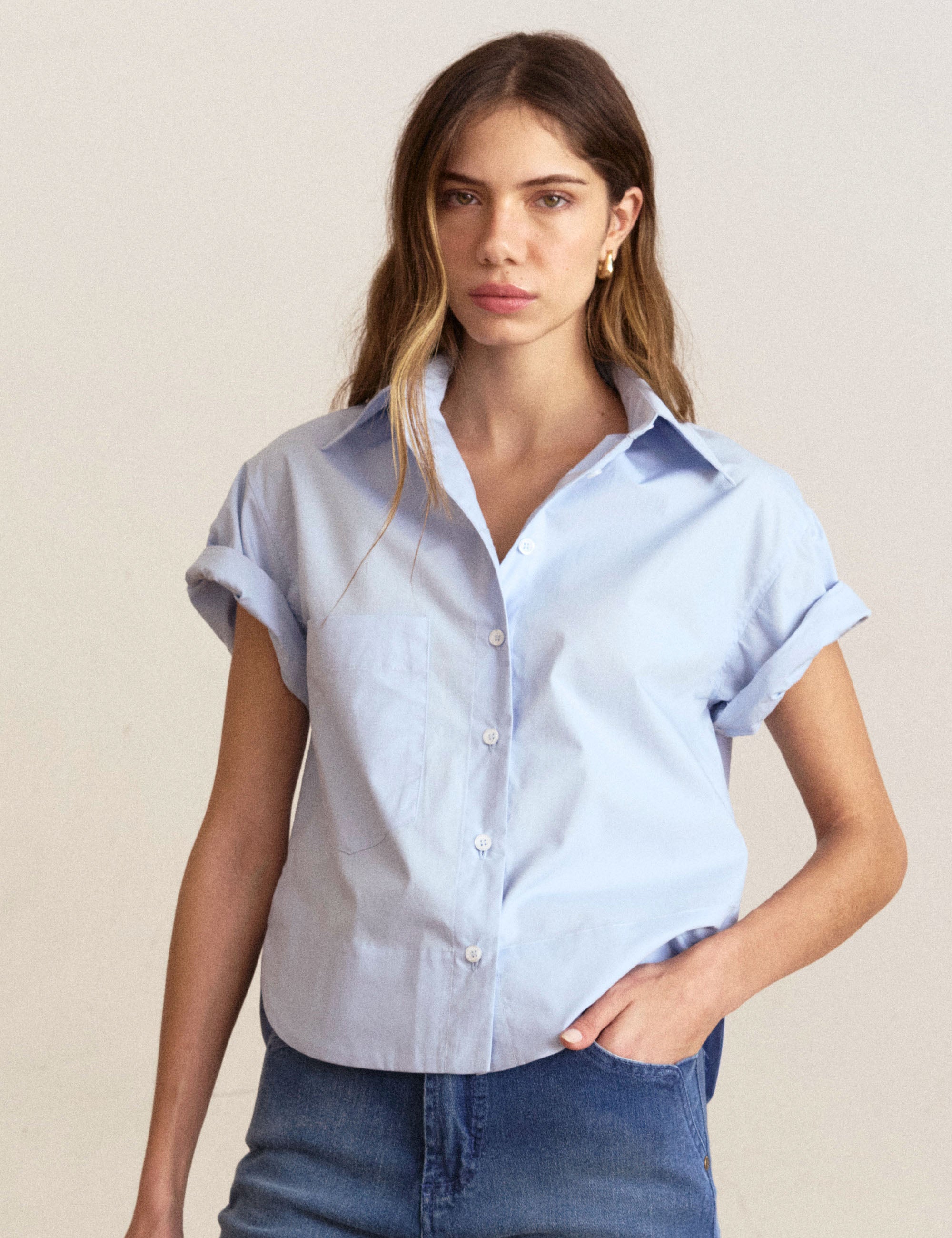Camisa Pipa Tricoline Azul