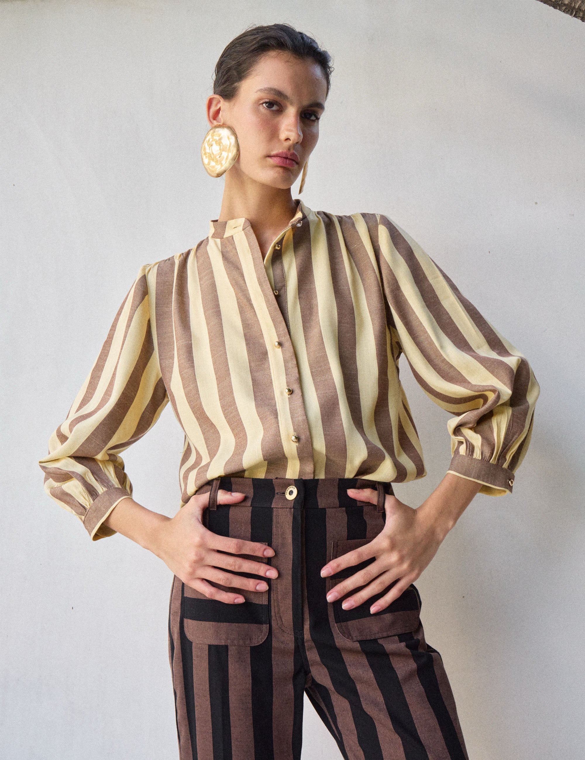 Camisa Fiorella Listrada Amarelo