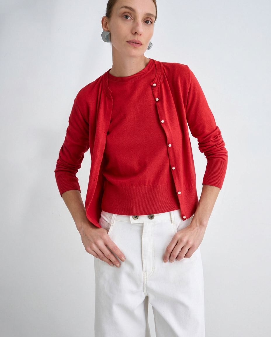 Cardigan Tricot Vermelho