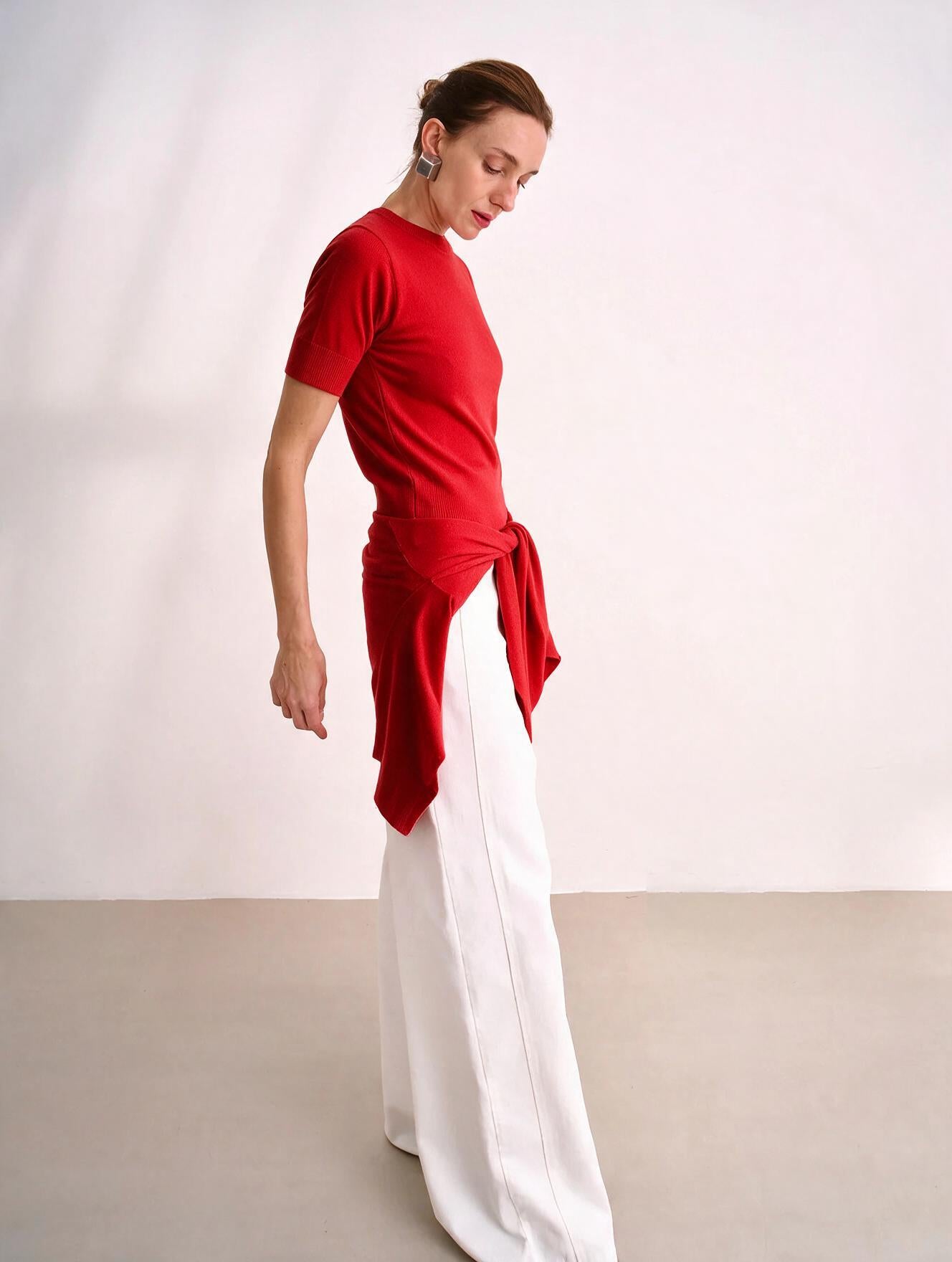 Blusa Manga Curta Tricot Vermelho