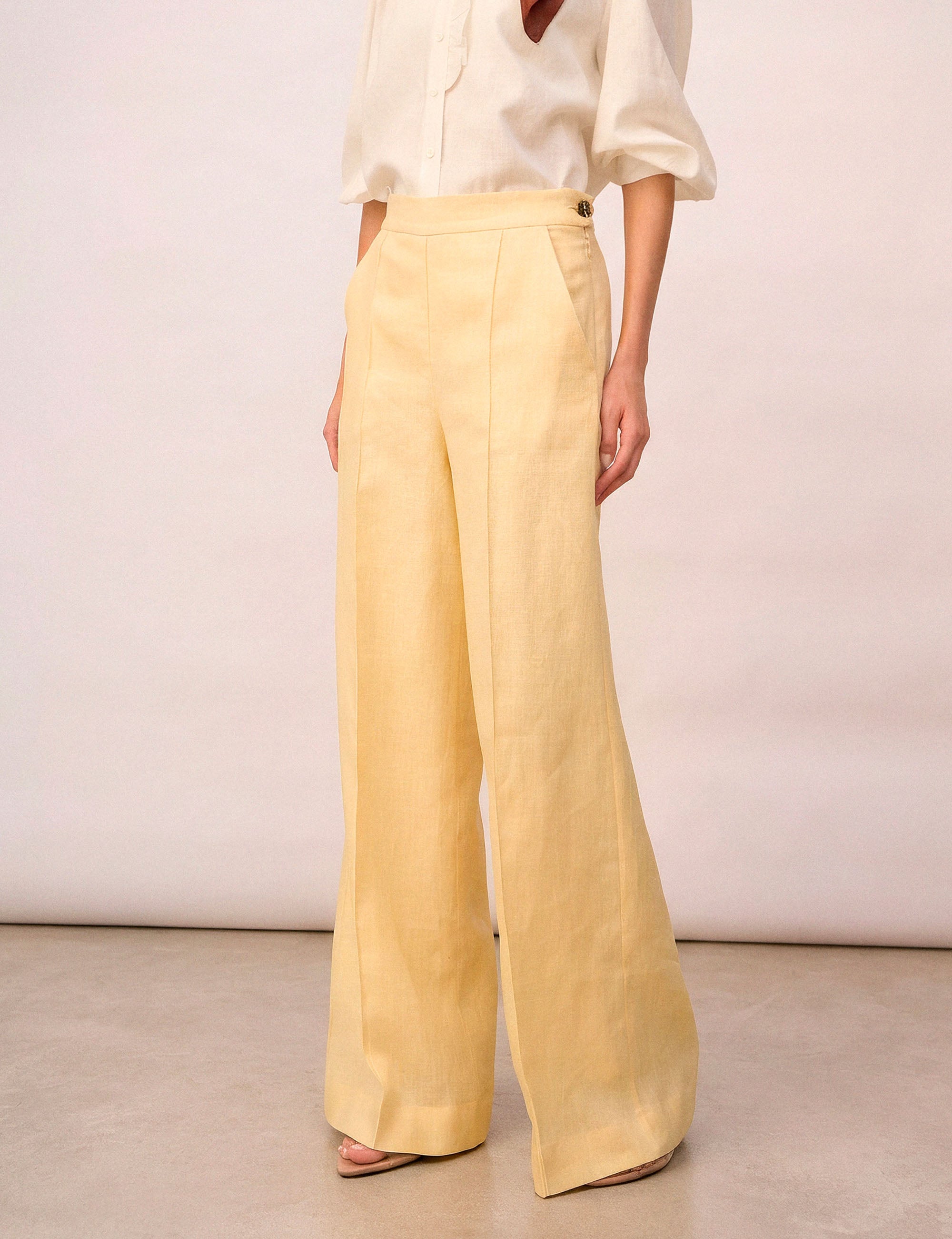 Pantalona Evelyn Linho Amarelo