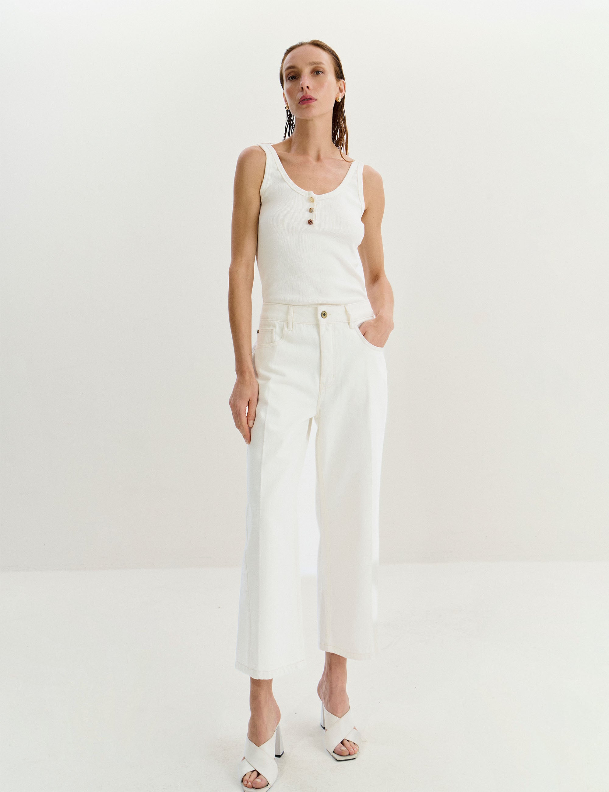 Pantacourt Maite Denim Off White