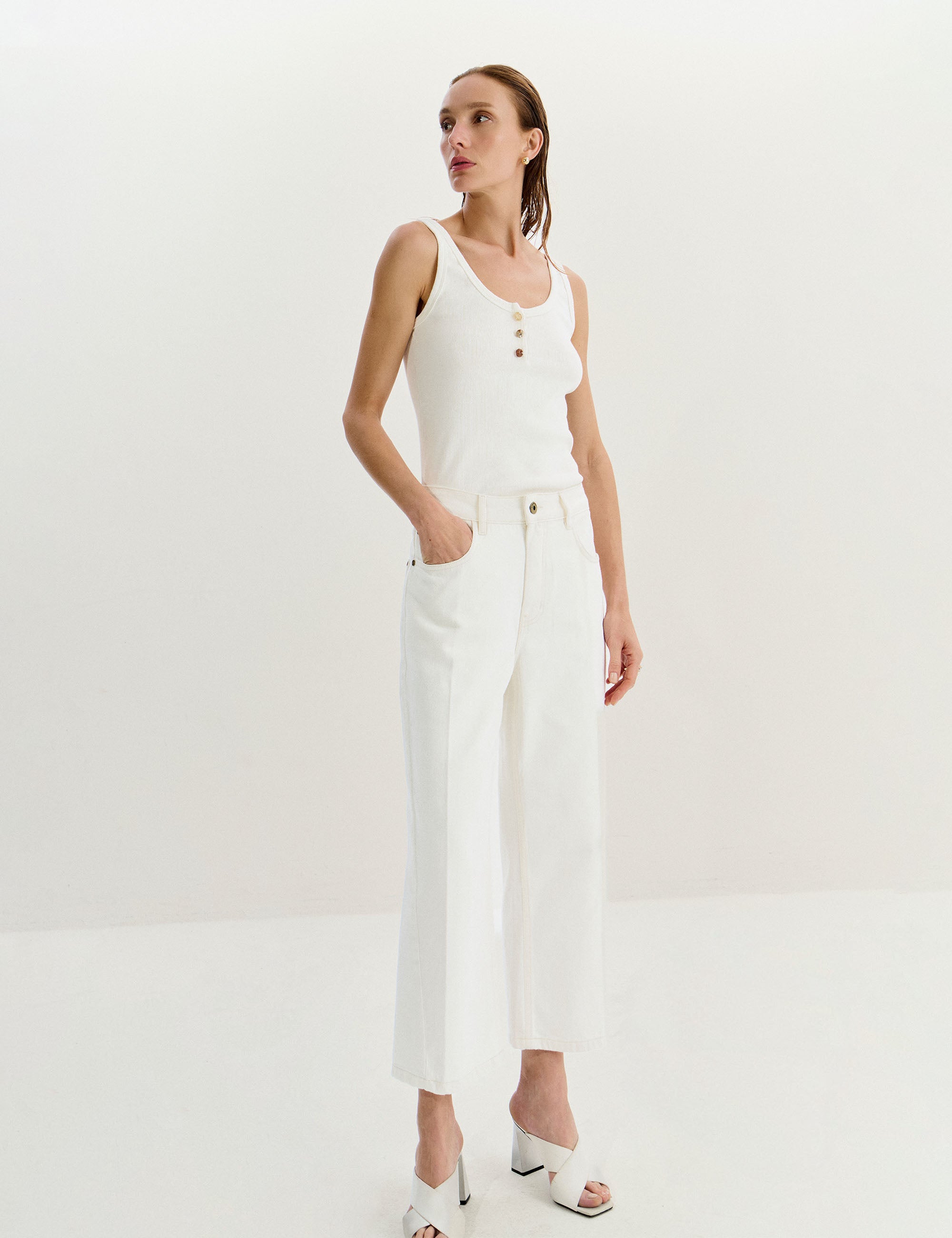 Pantacourt Maite Denim Off White