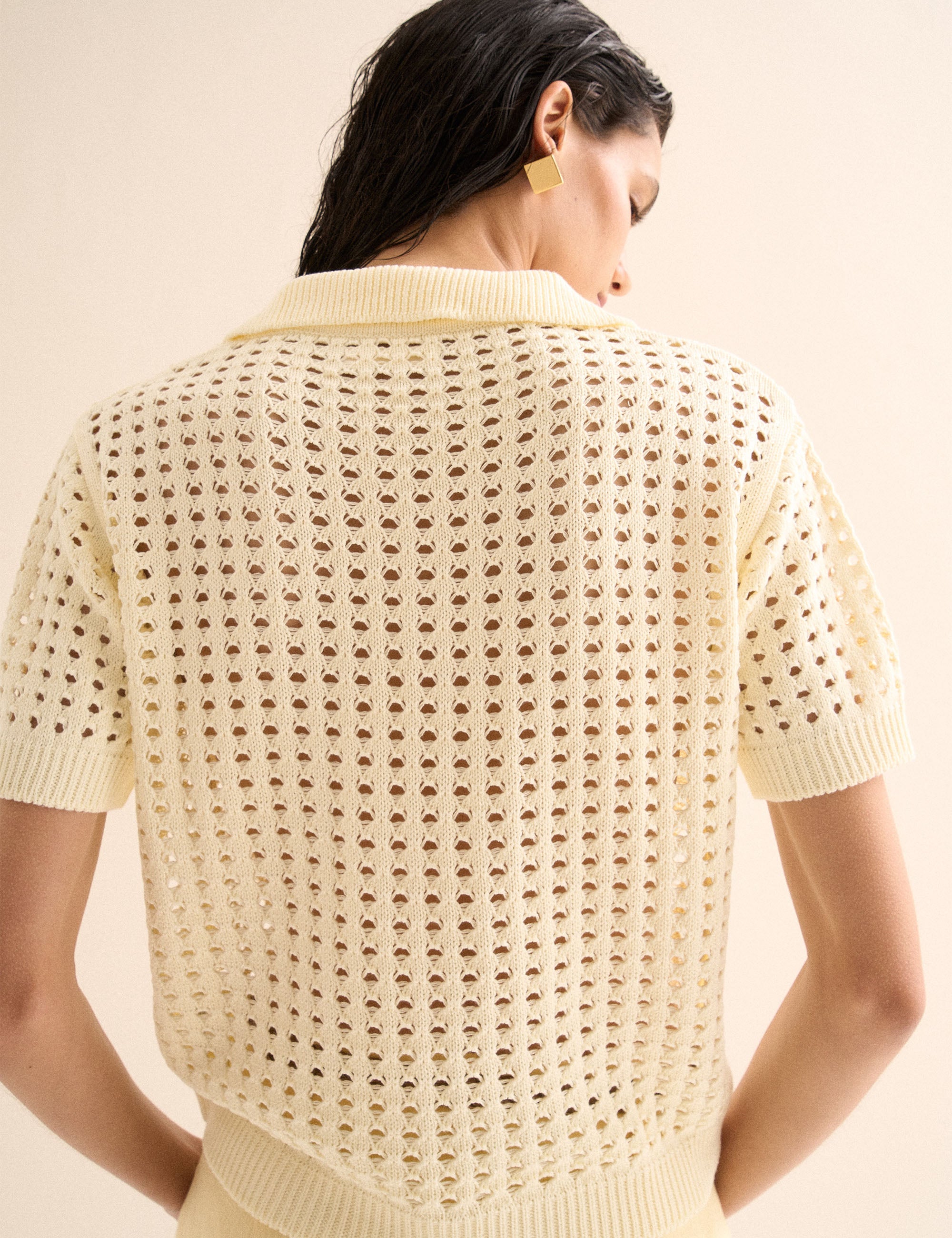 Polo Crochê Amarelo Pastel