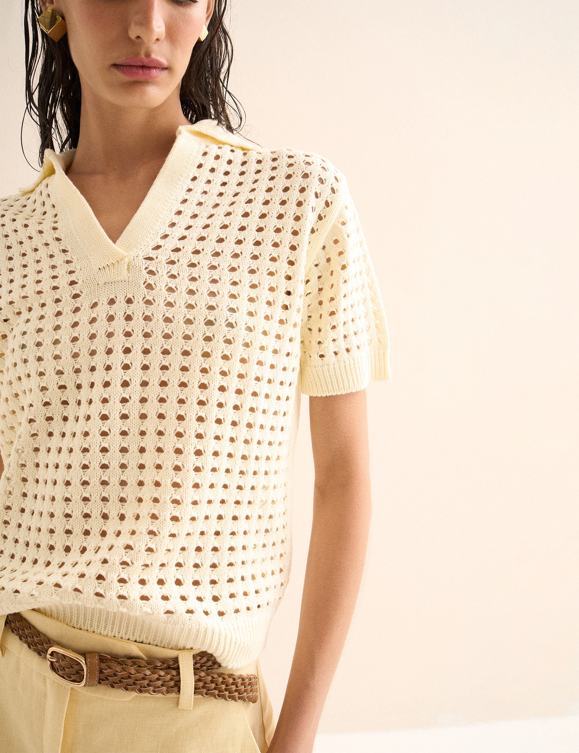 Polo Crochê Amarelo Pastel
