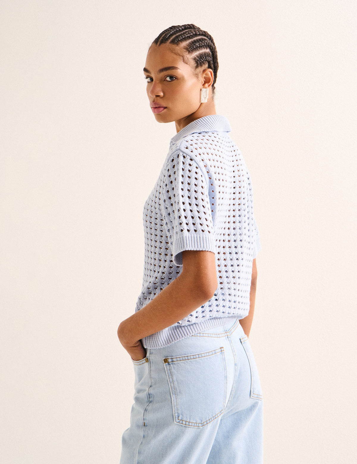 Polo Crochê Azul