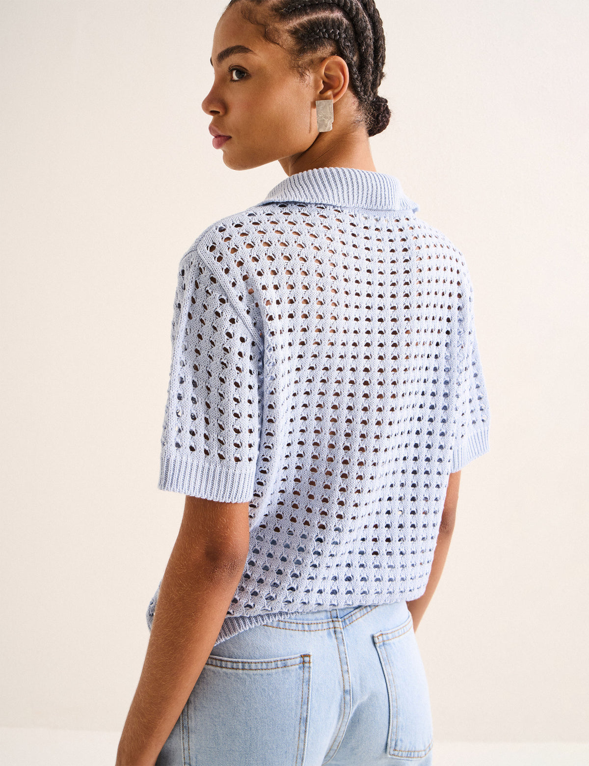 Polo Crochê Azul