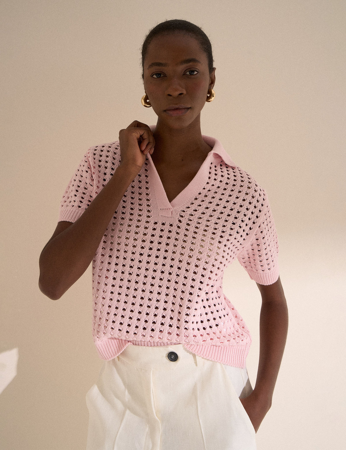 Polo Crochê Rosa