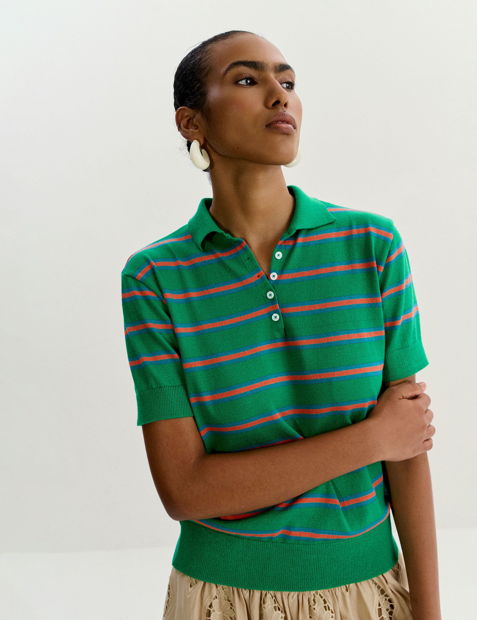 Polo Listrada Tricot Verde | Nanaminze