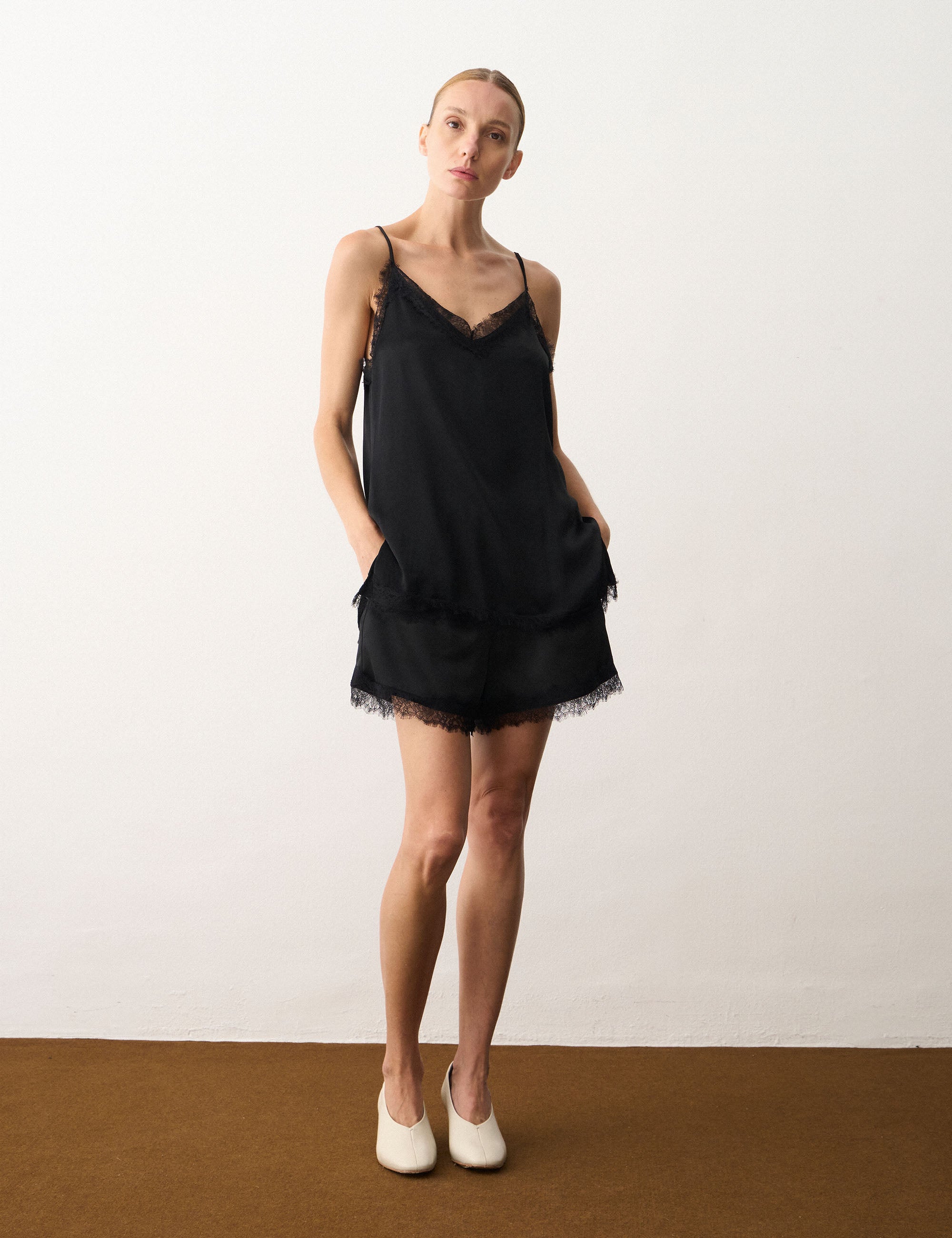 Regata Lingerie Cetim Preto