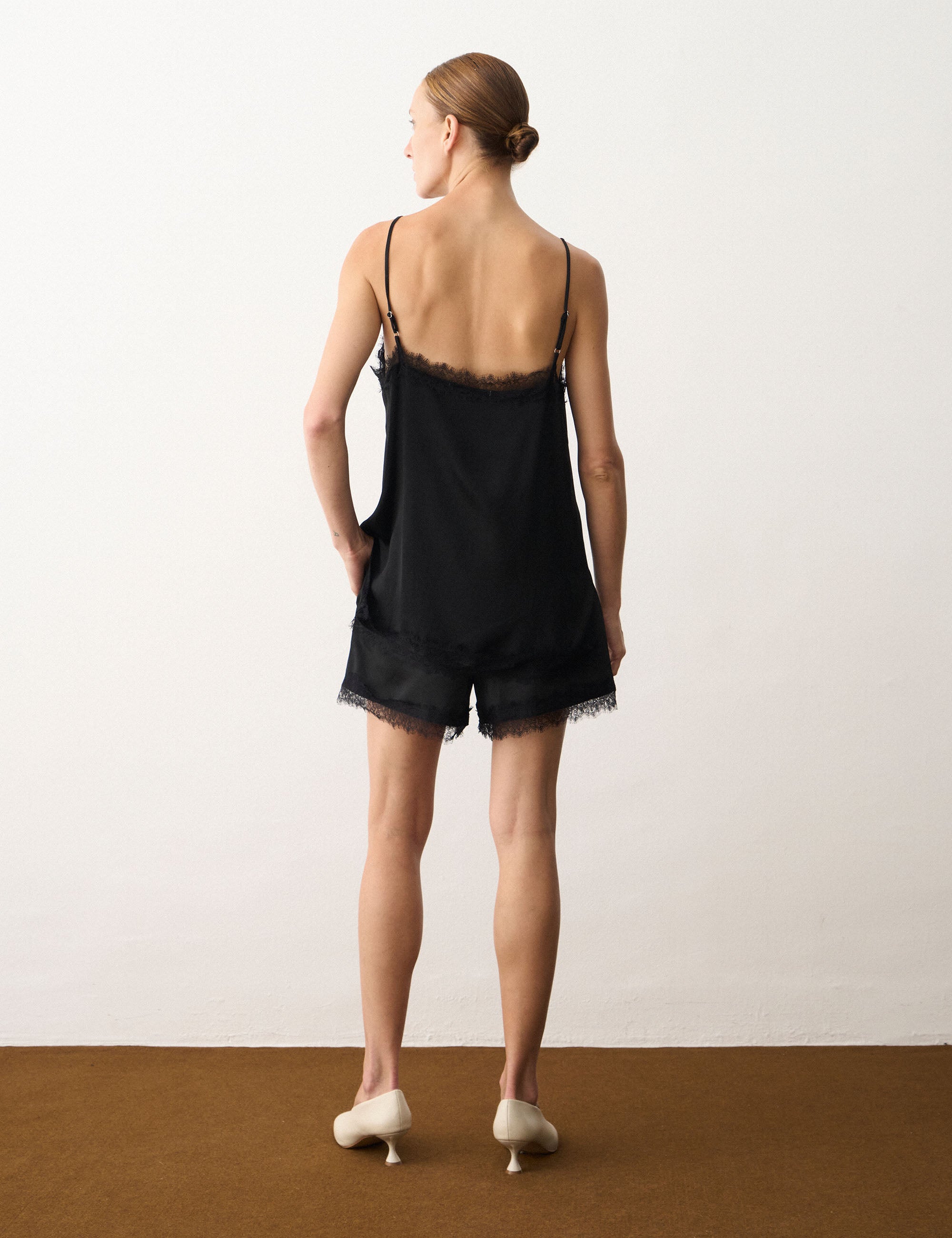 Regata Lingerie Cetim Preto