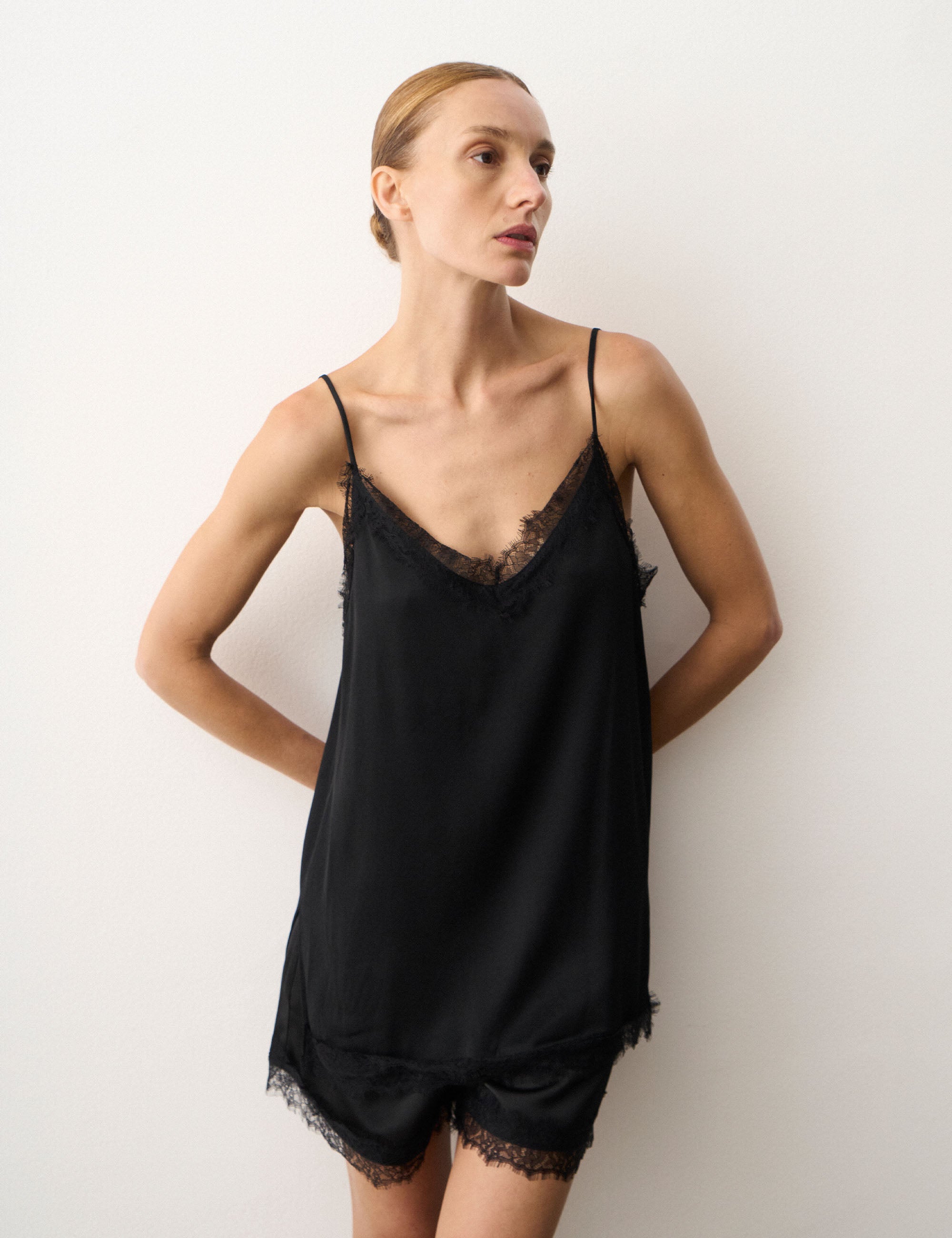 Regata Lingerie Cetim Preto