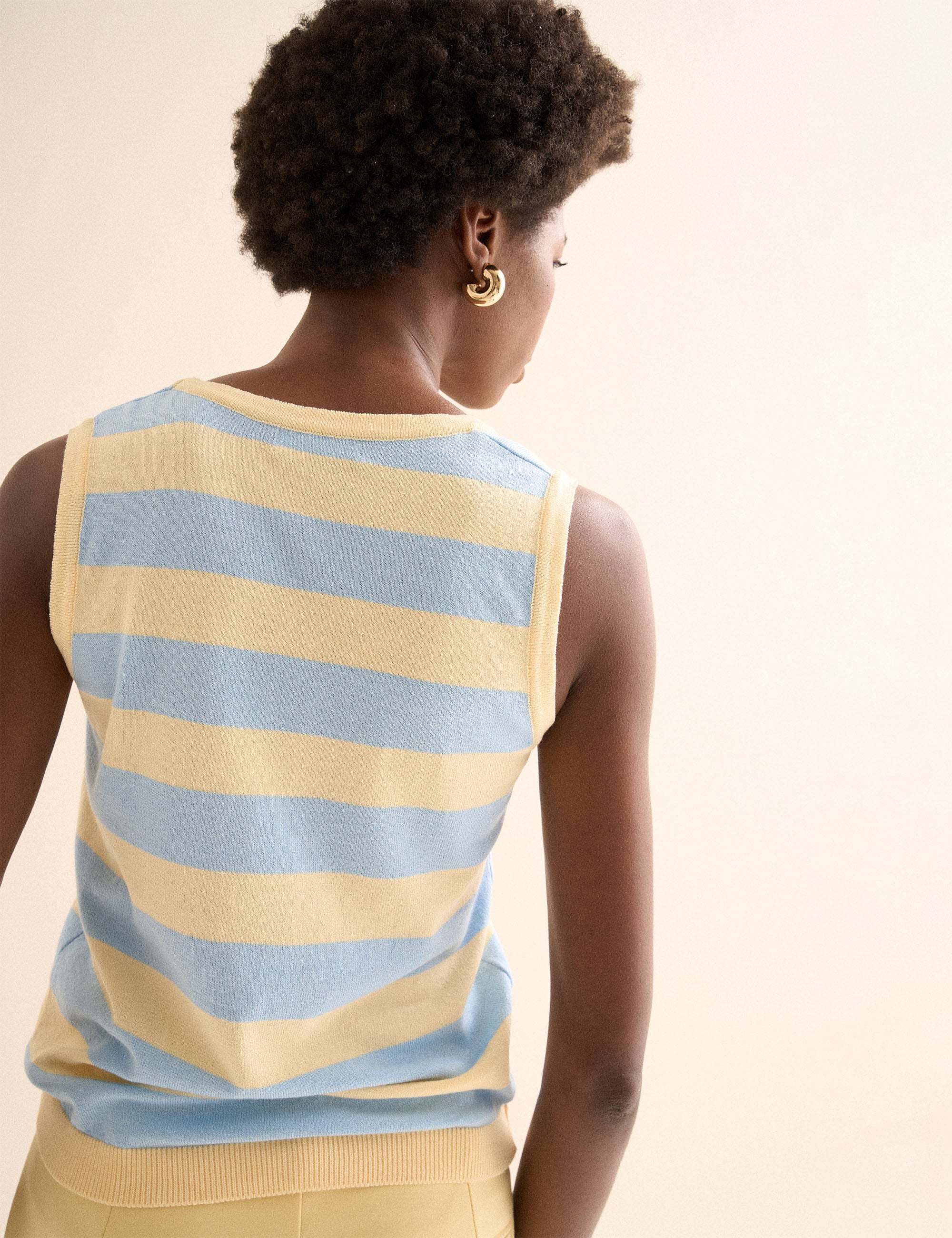 Regata Listrada Tricot Azul/Amarelo