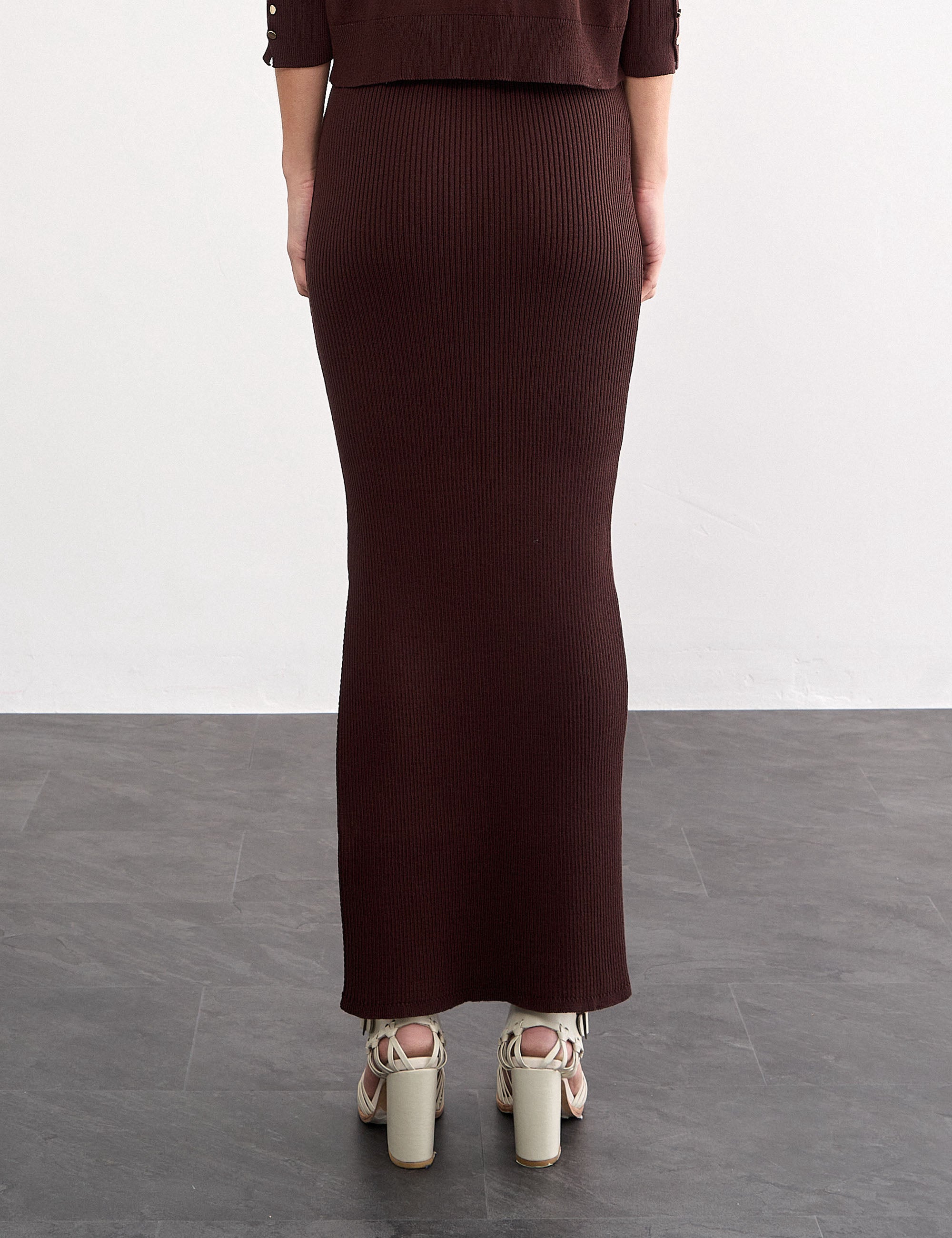 Saia Ariela Tricot Marrom