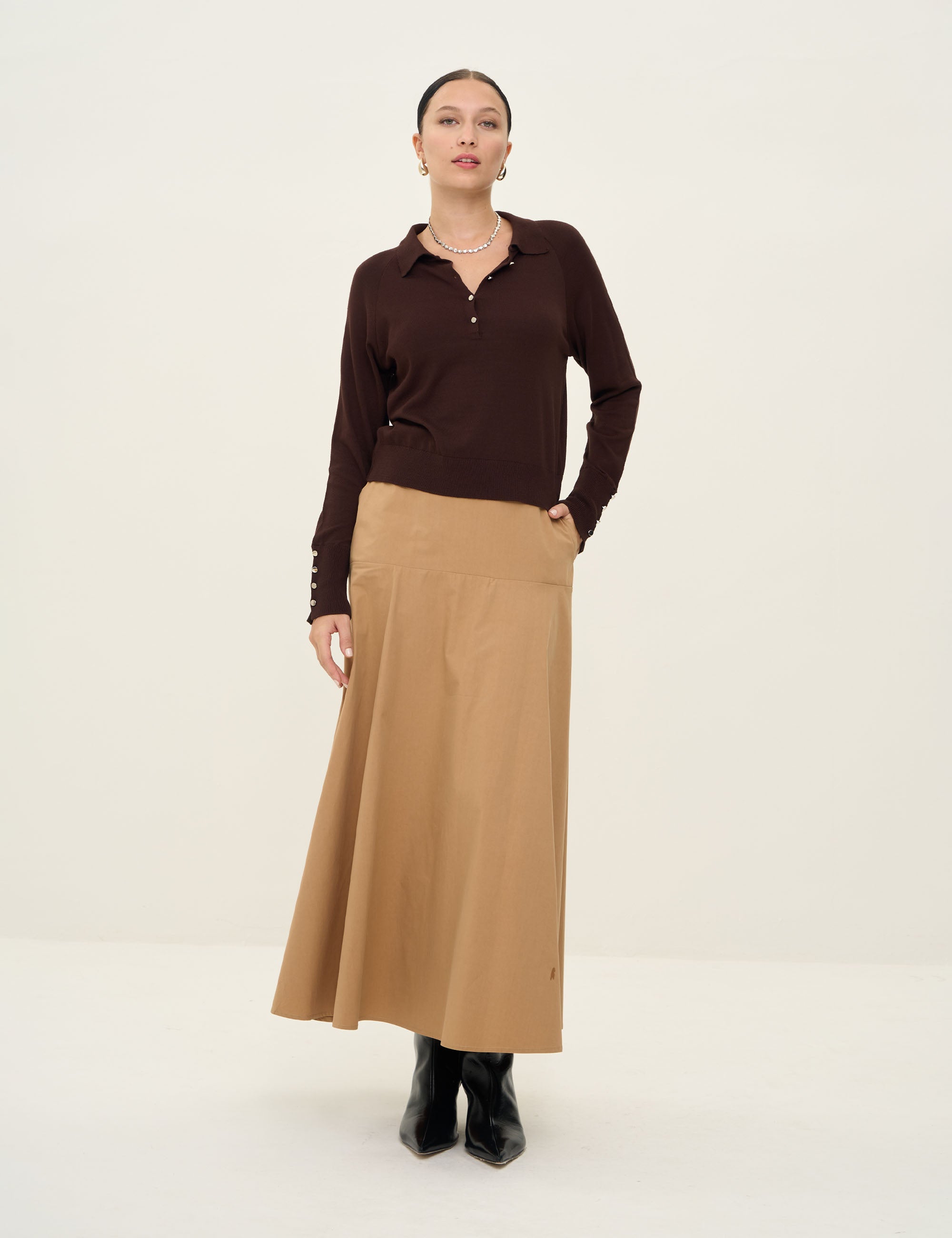 Saia Betina Tricoline Camel