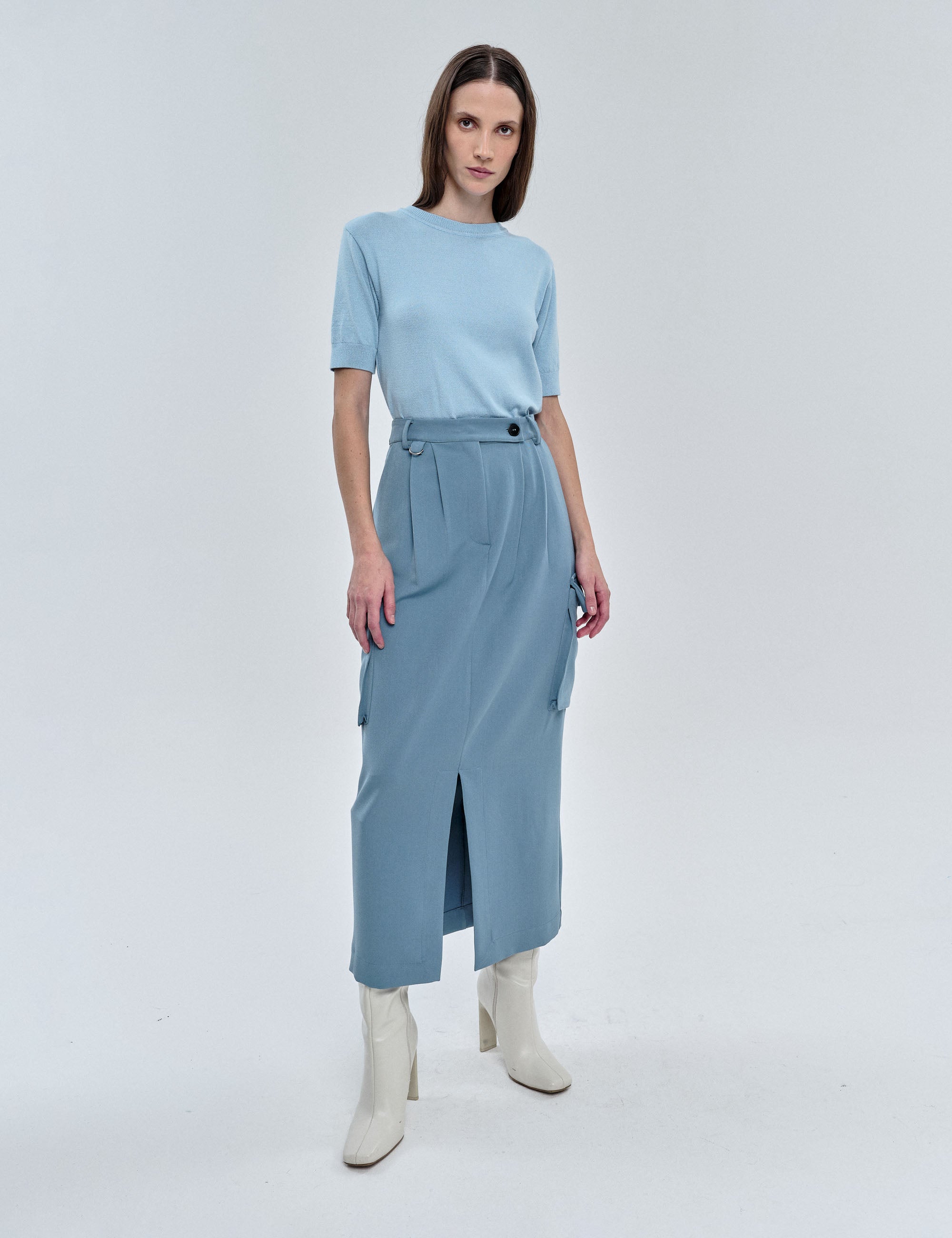 Saia Brune Alfaiataria Azul