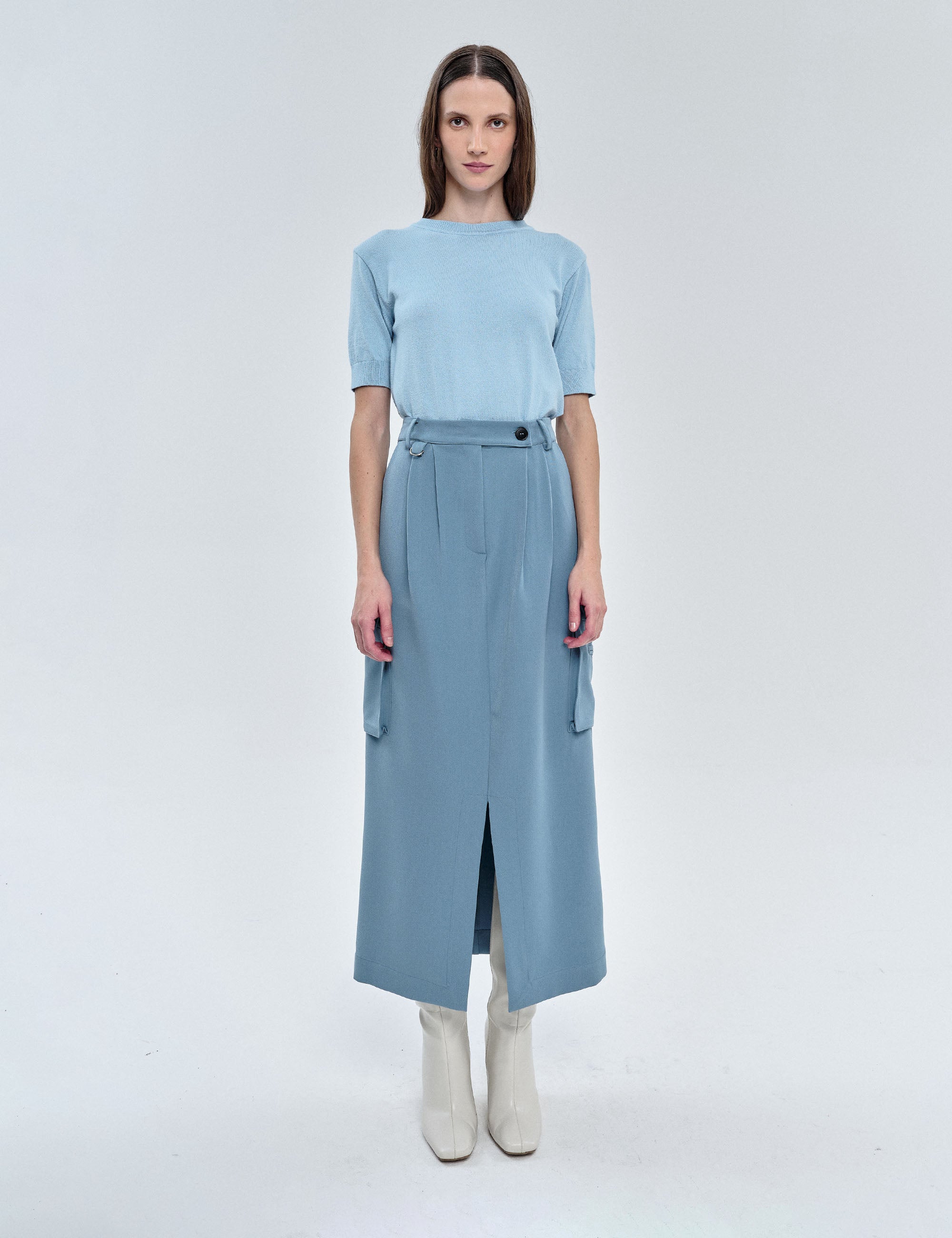 Saia Brune Alfaiataria Azul