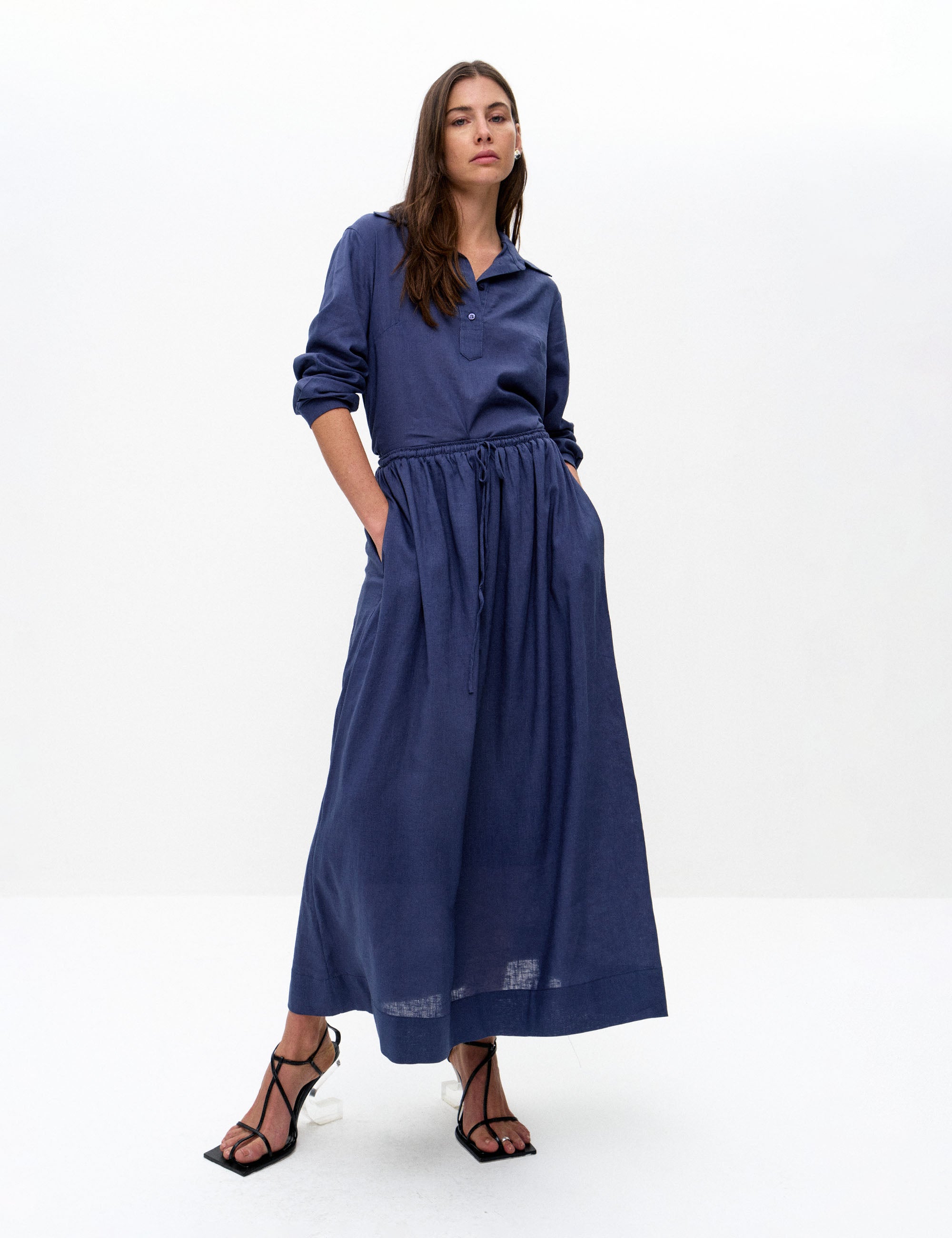 Saia Ceci Viscolinho Marinho