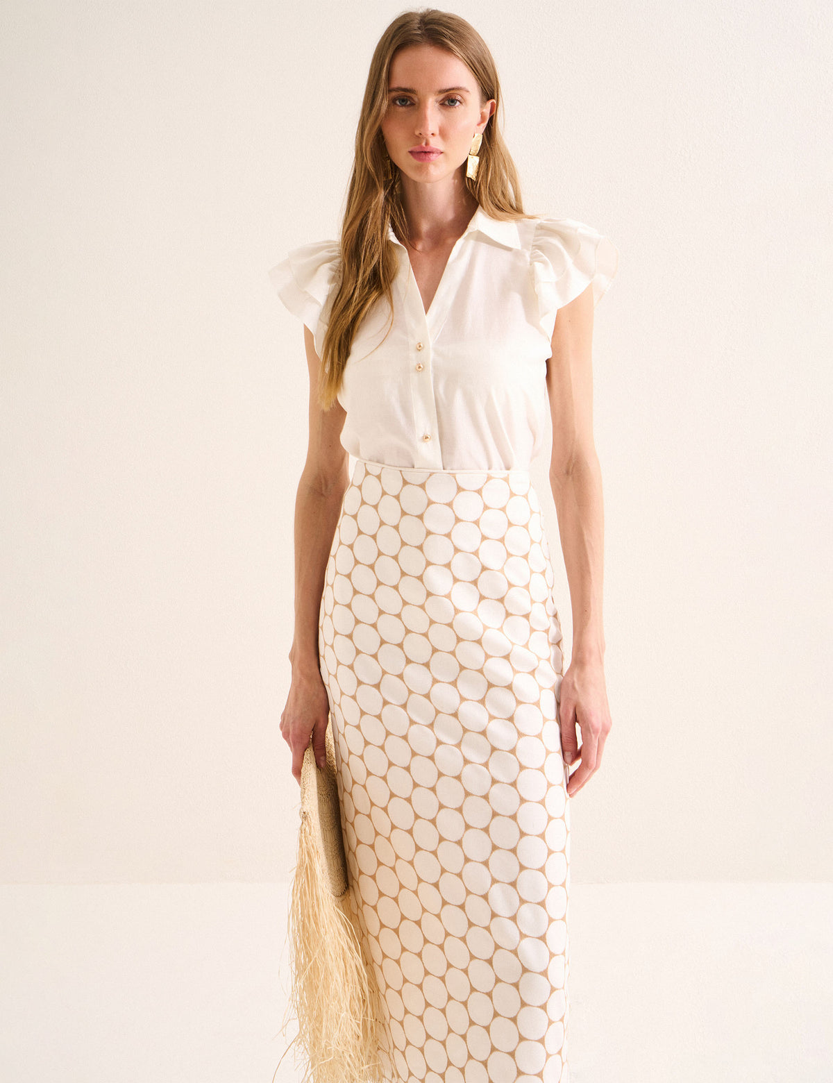 Saia Fiore Peplum Off White