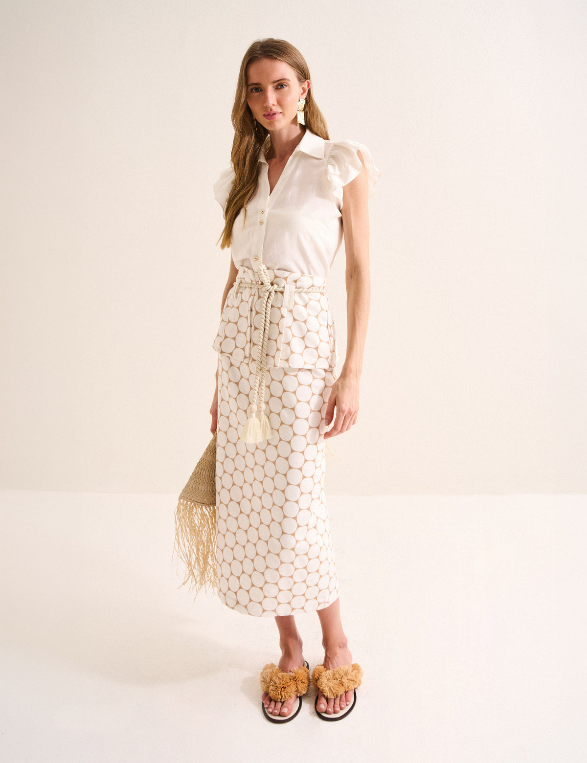 Saia Fiore Peplum Off White