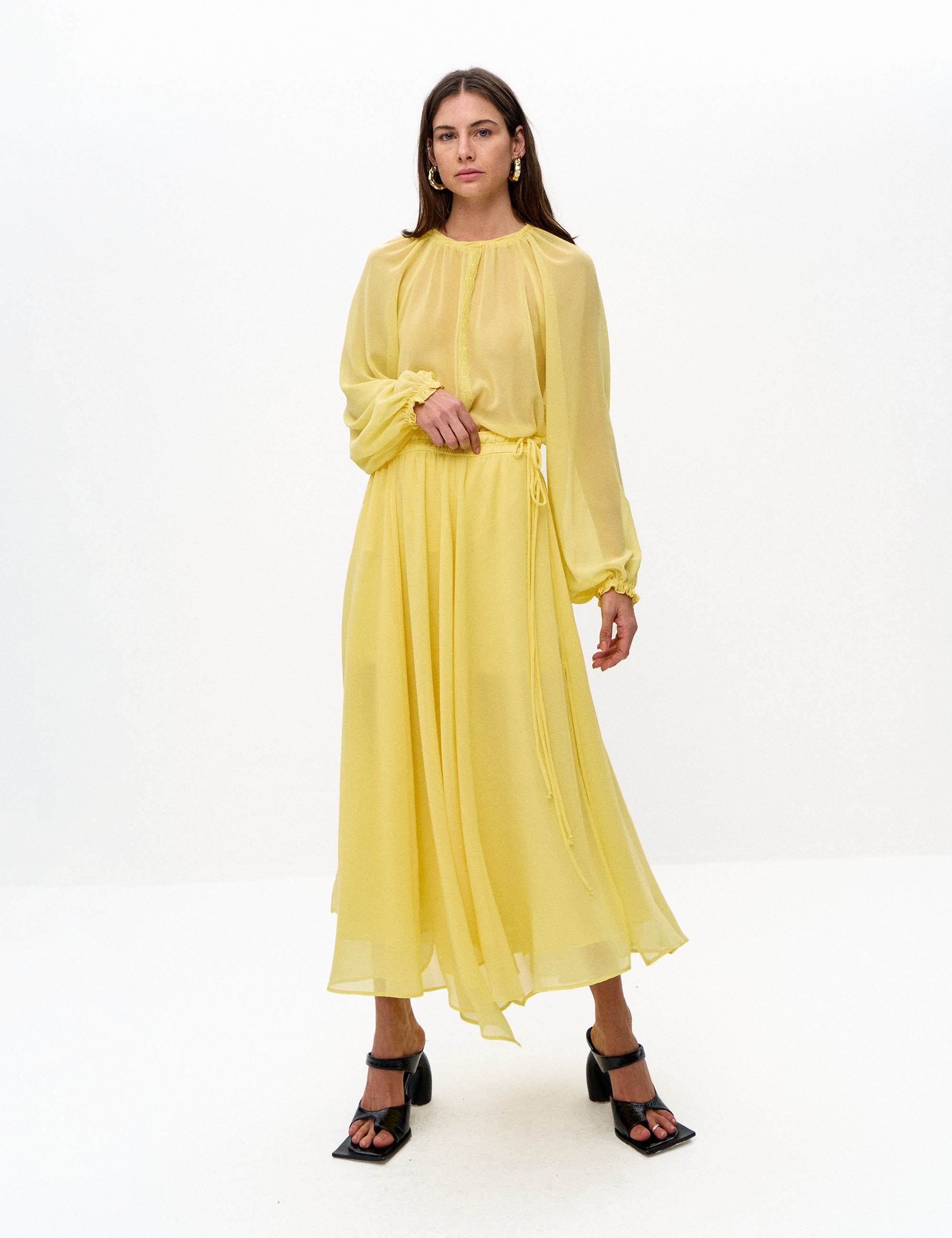 Saia Gabriela Chifon Amarelo