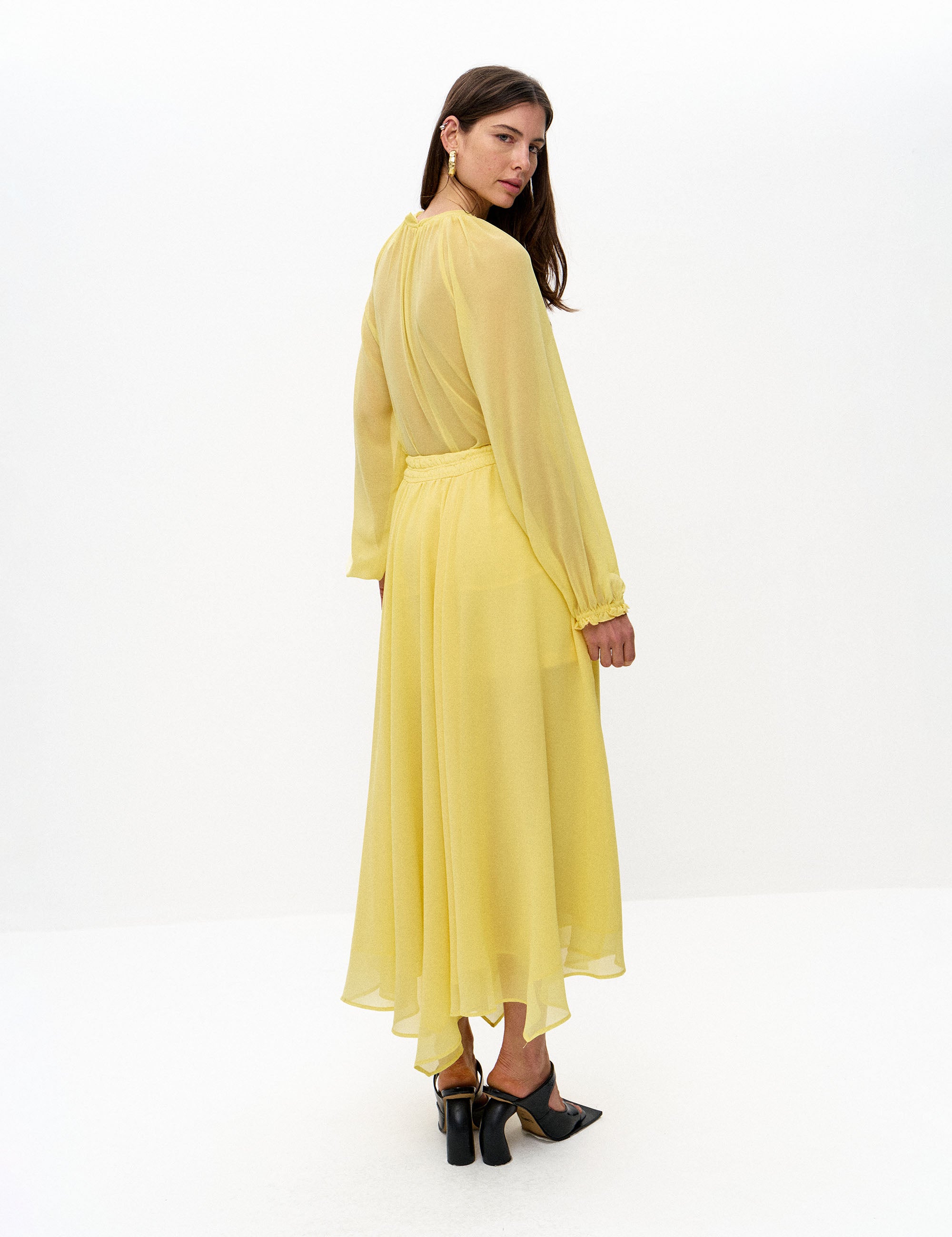 Saia Gabriela Chifon Amarelo