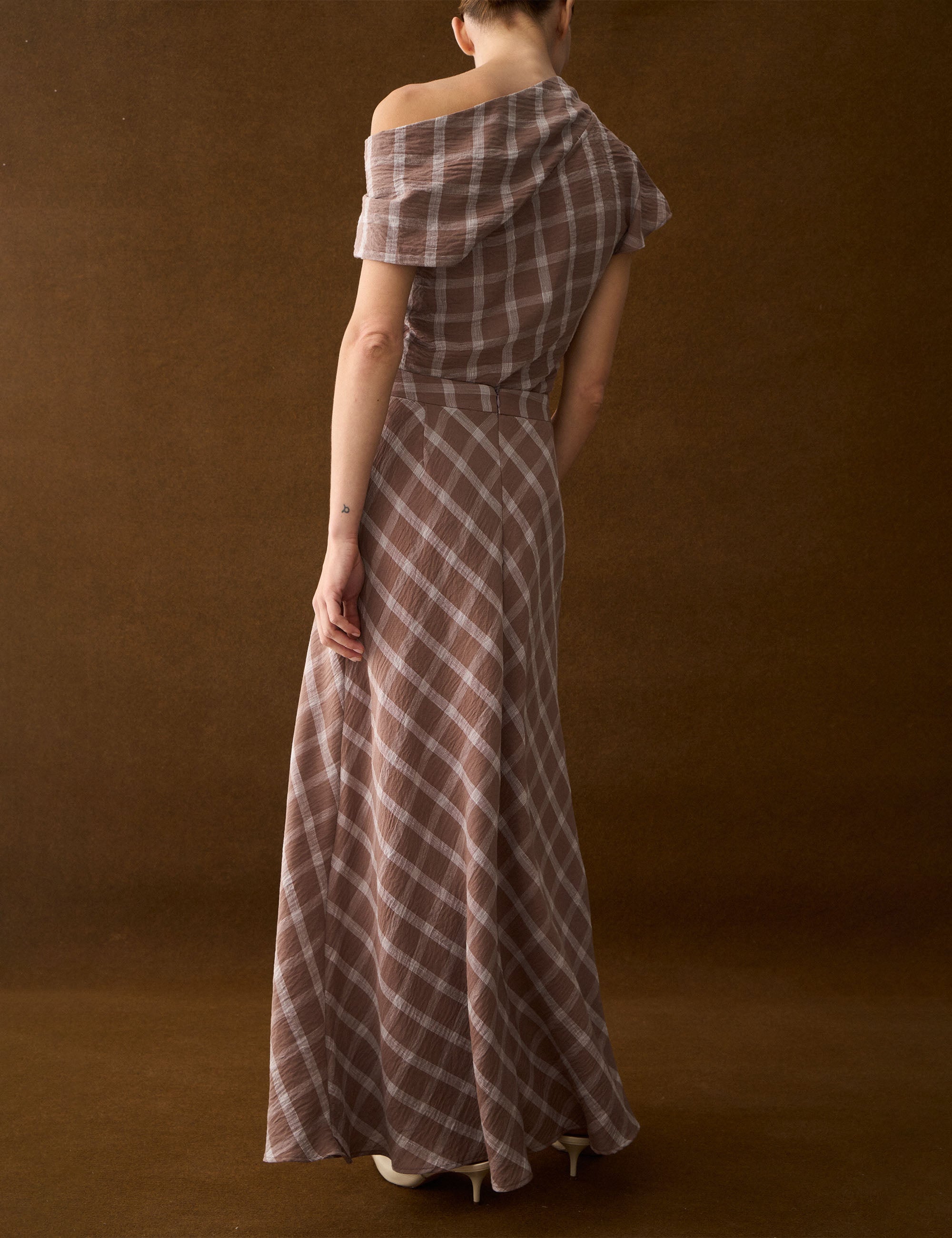 Saia Graziela Xadrez Marrom