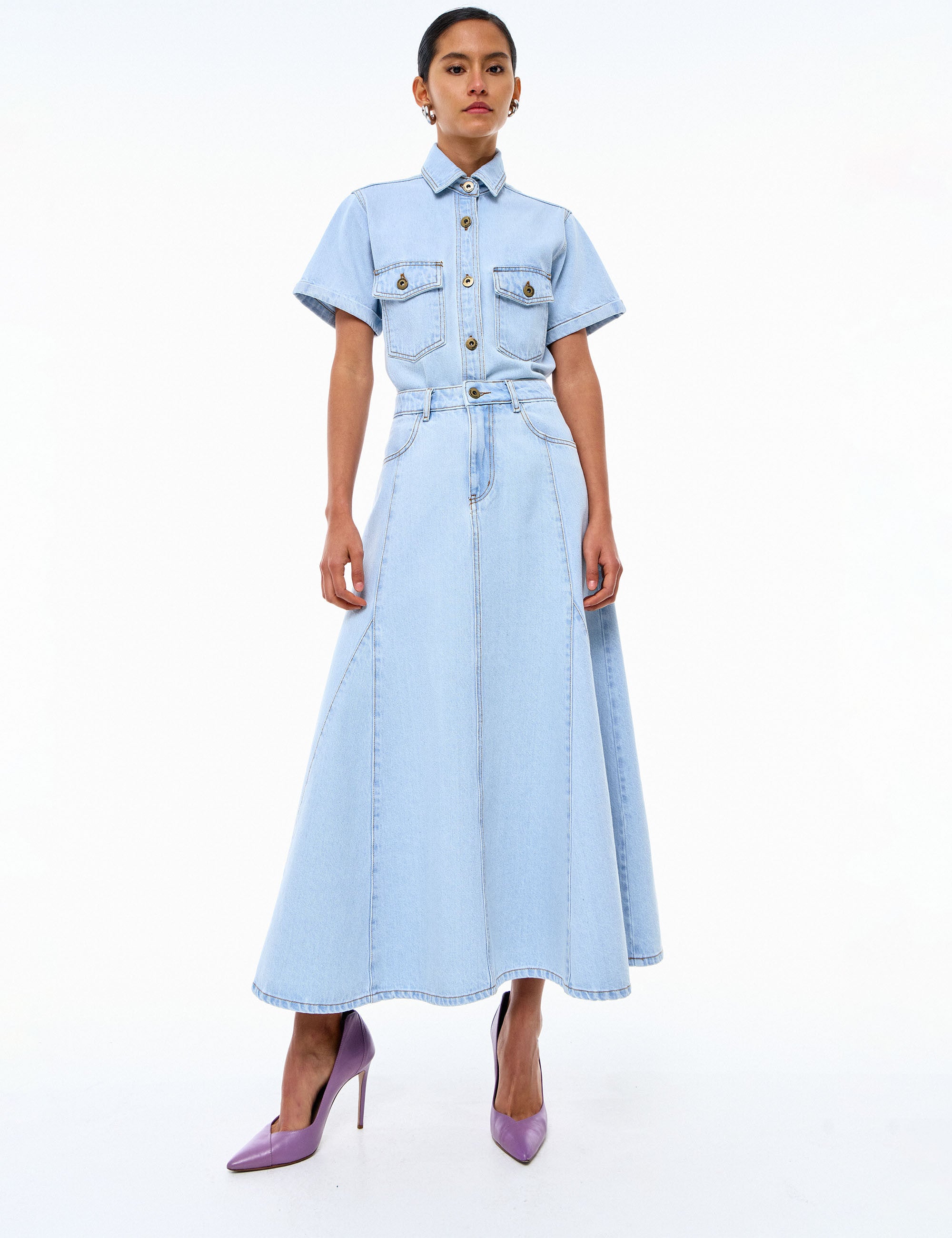 Saia Helena Jeans Claro