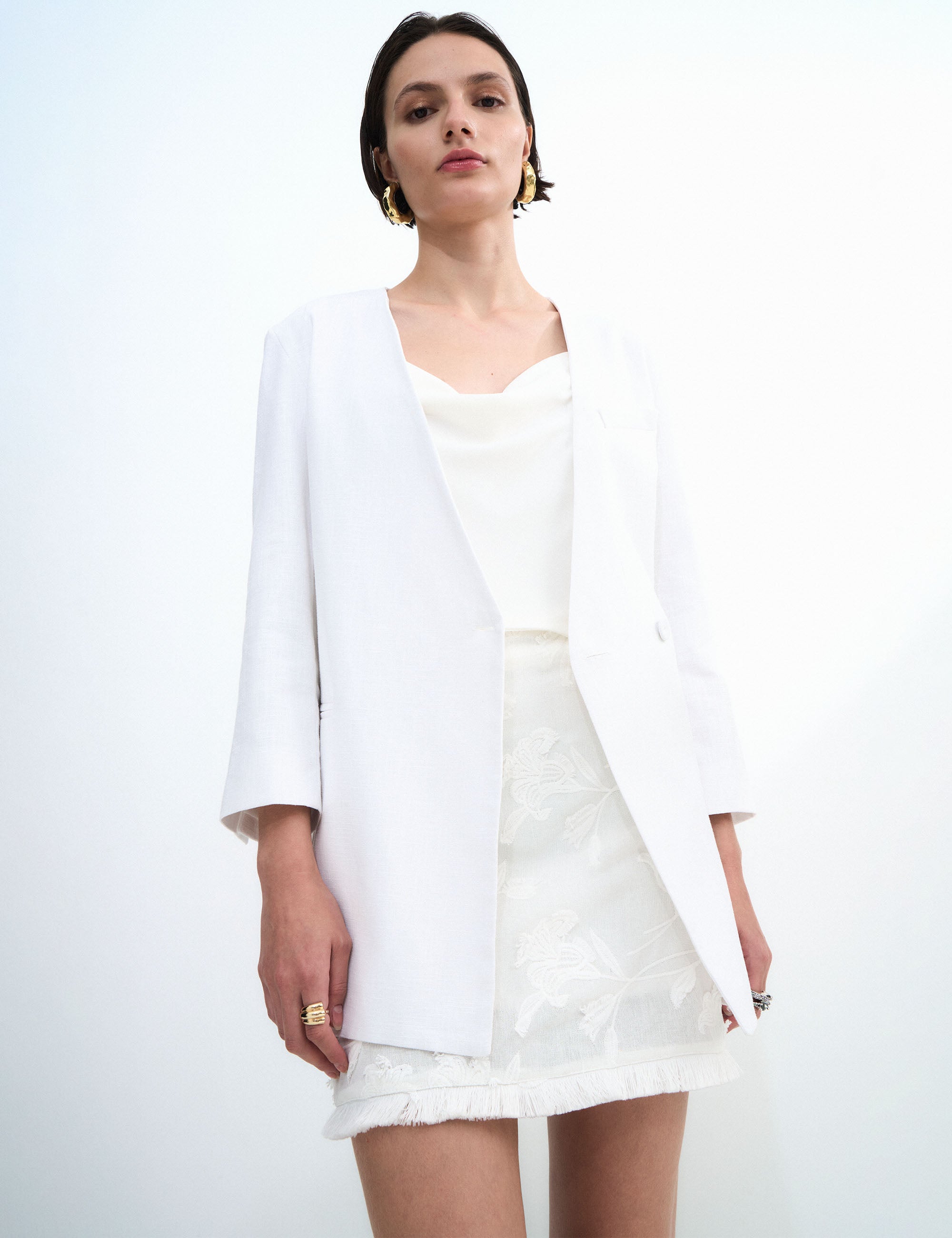 Saia Lila Bordada Off White