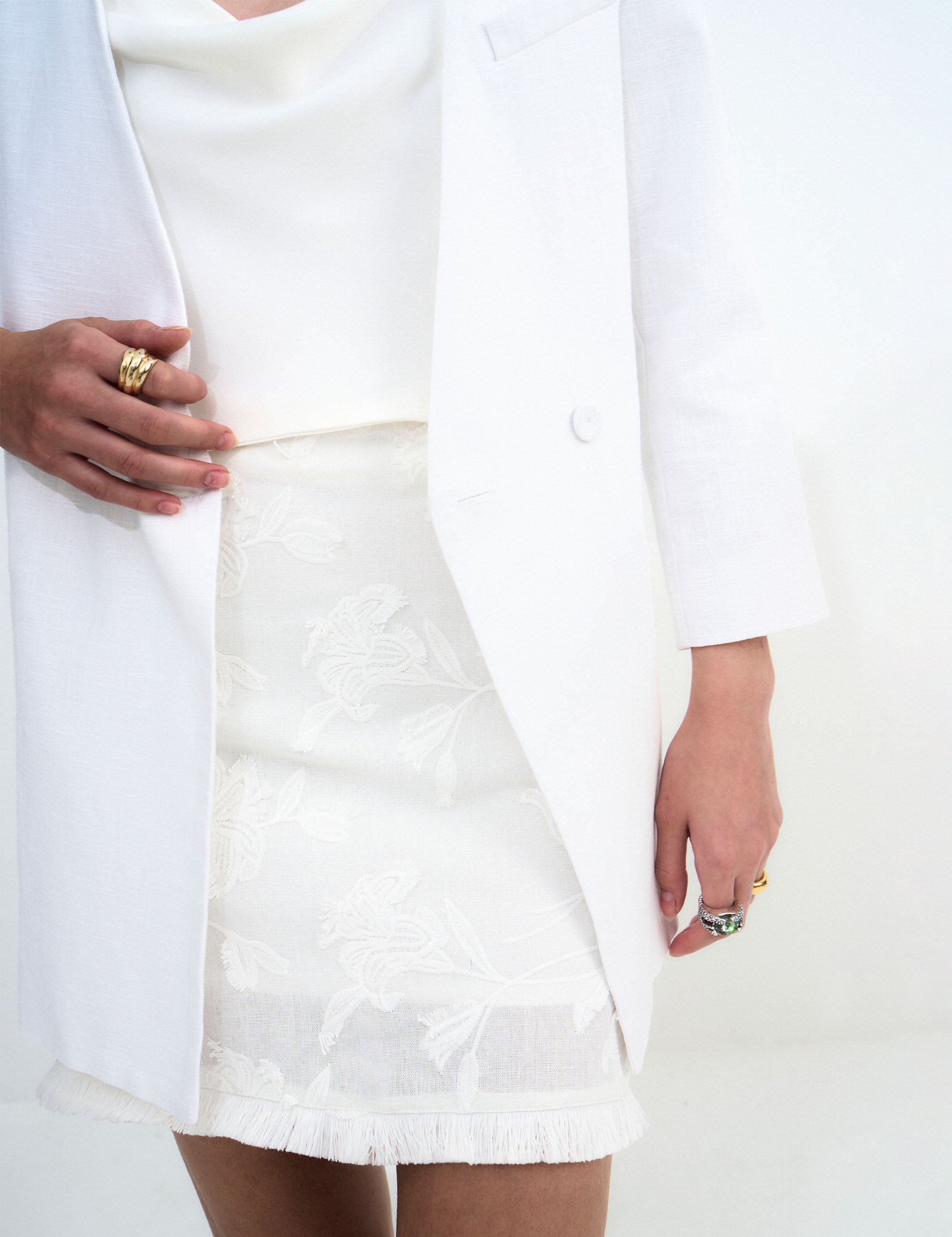 Saia Lila Bordada Off White