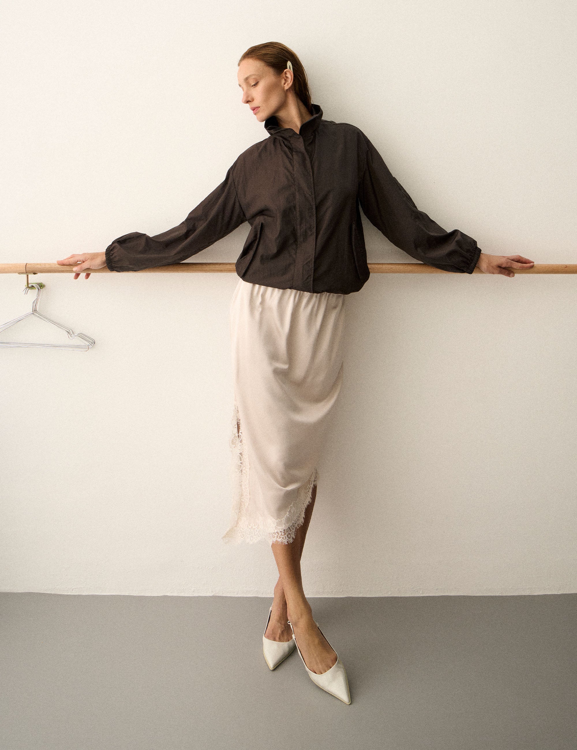 Saia Lingerie Acetinada Porcelana