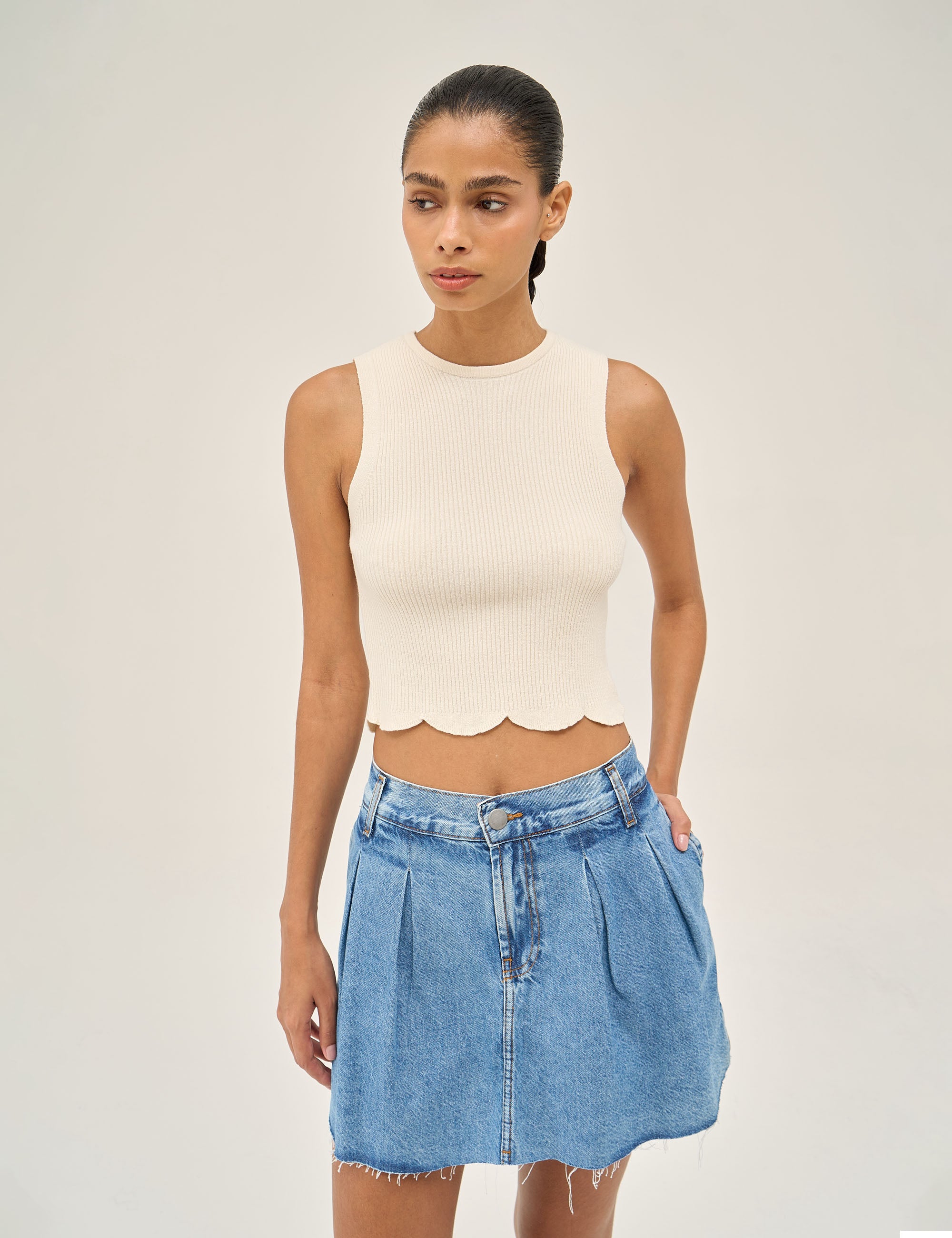 Saia Michelle Jeans Médio