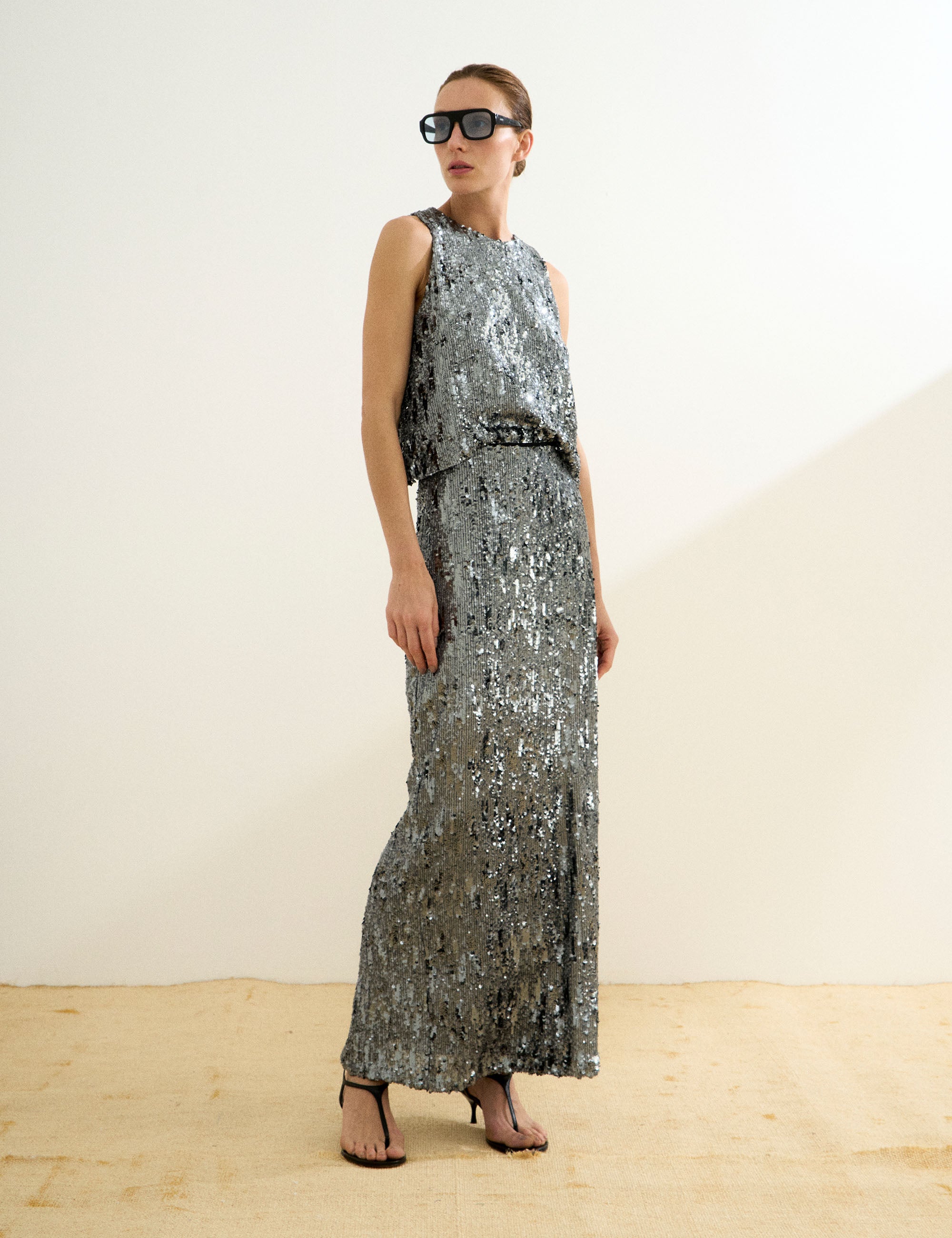 Saia Paradiso Paetê Grafite