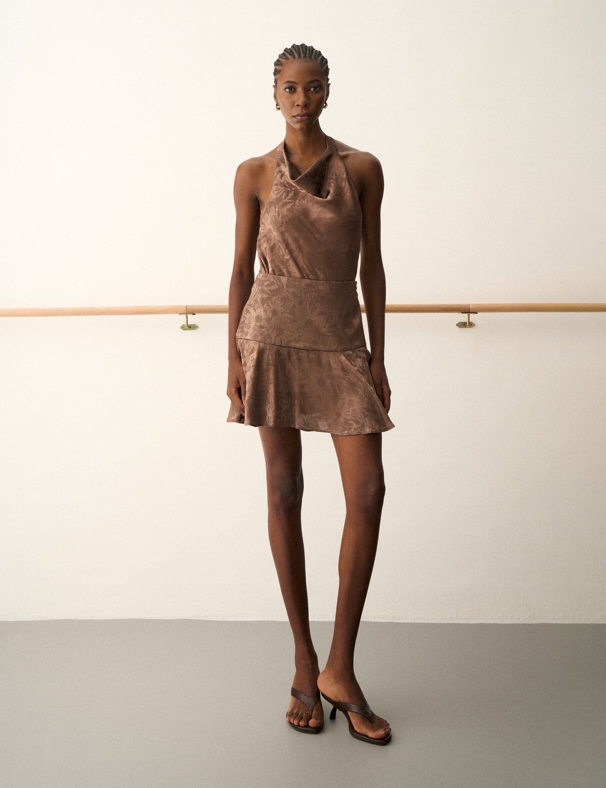 Saia Pietra Jacquard Marrom