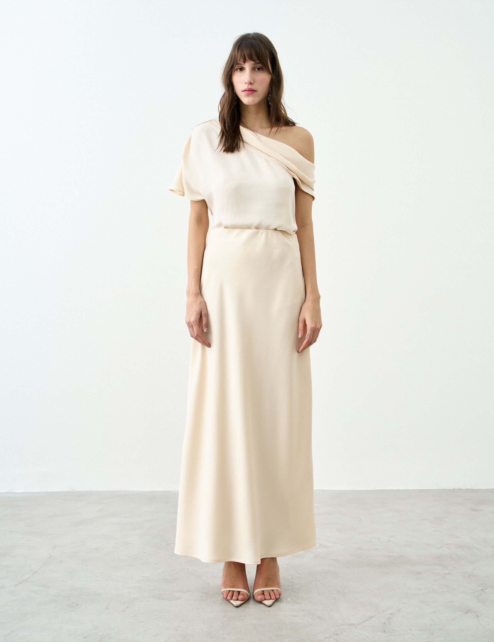 Saia Velvet Crepe Alfaiataria Marfim