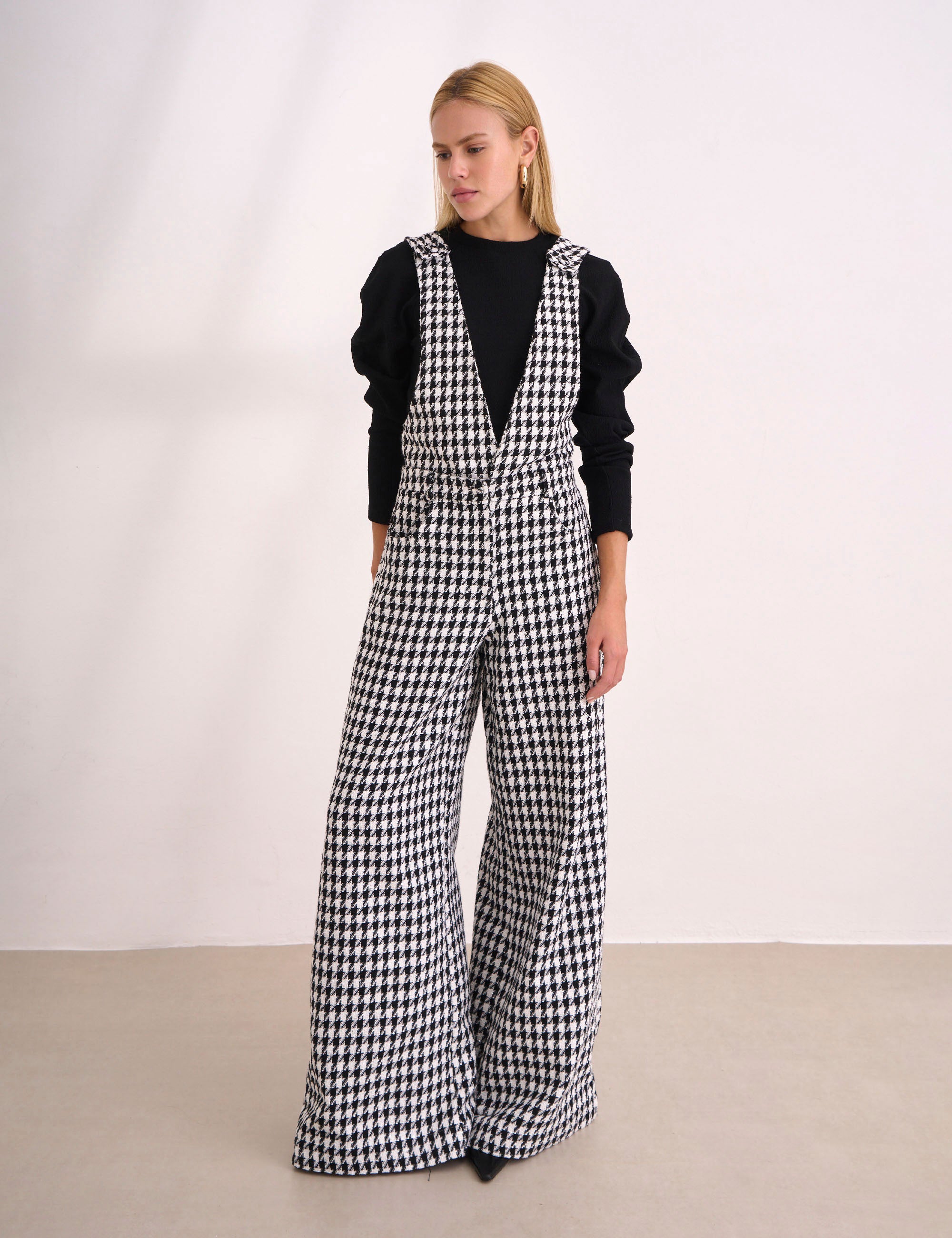 Salopete Elle Tweed Preto