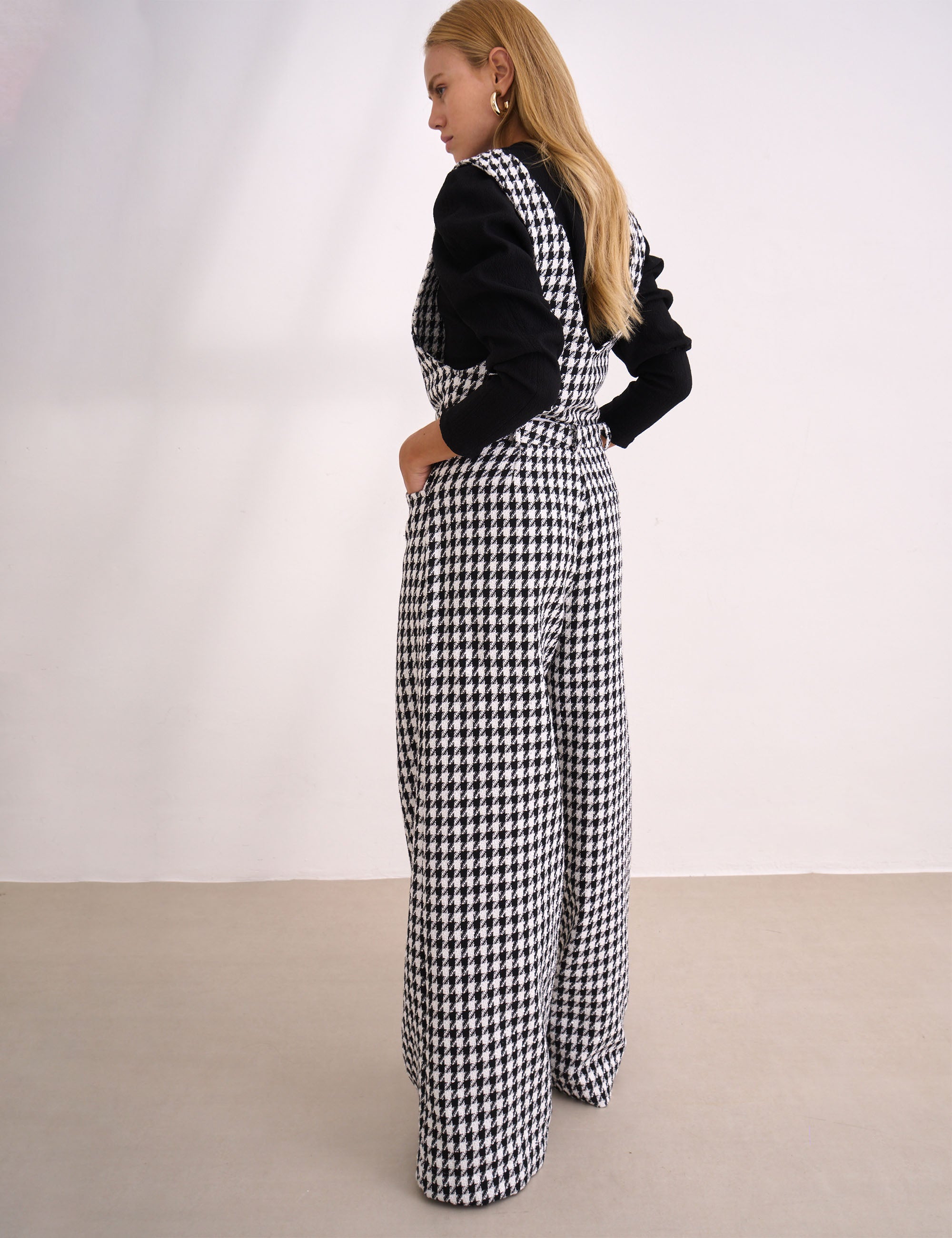 Salopete Elle Tweed Preto