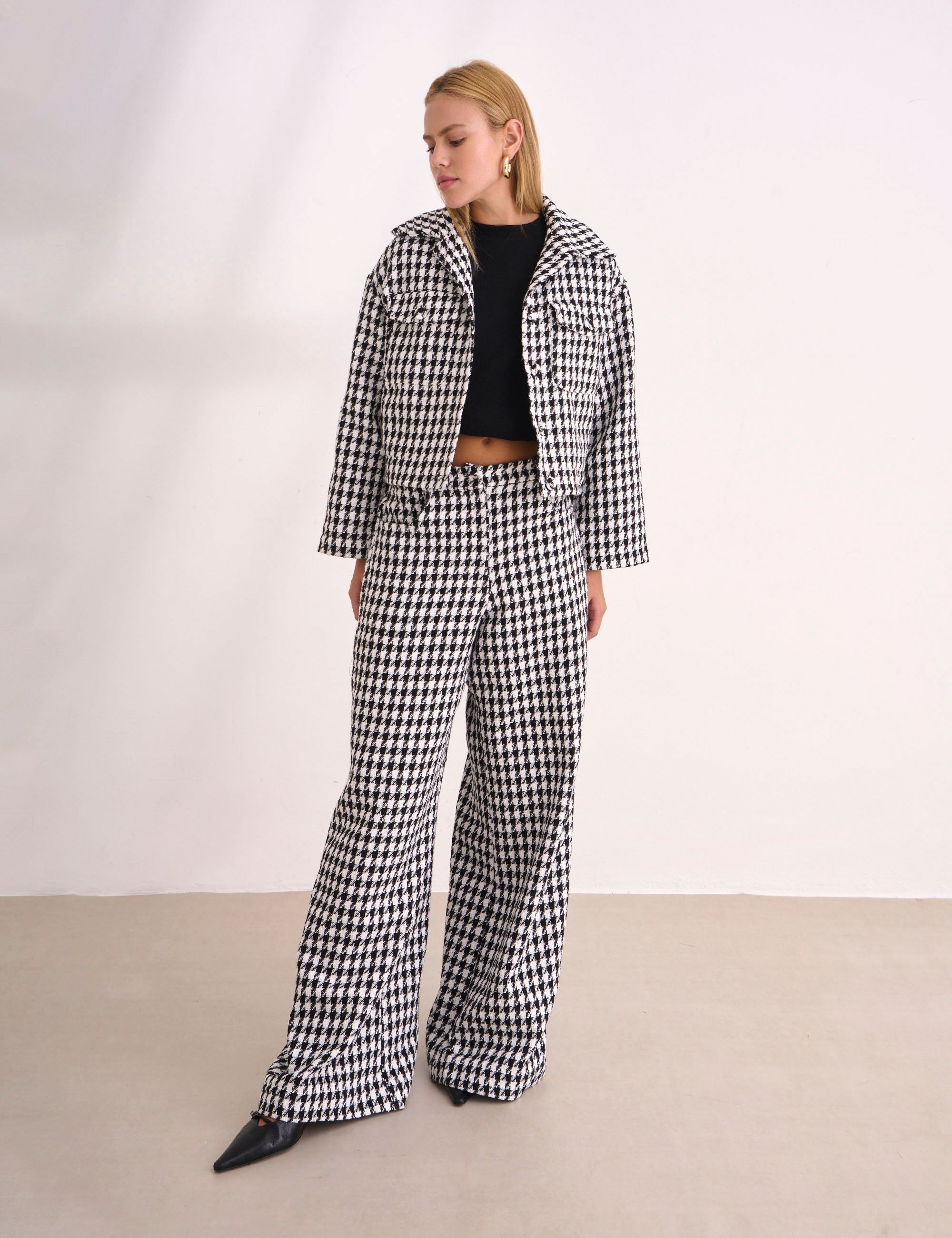 Salopete Elle Tweed Preto