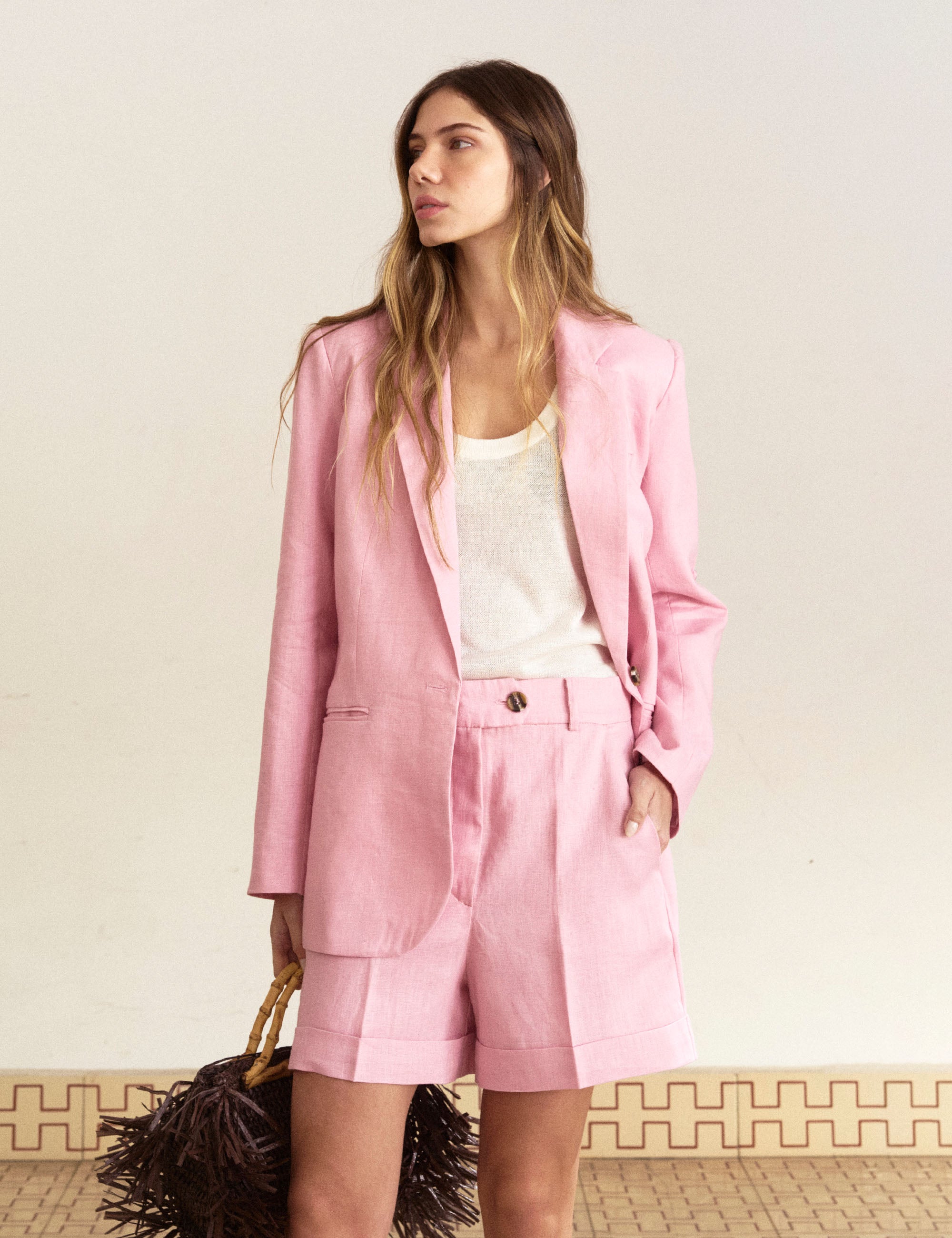 Shorts Ipanema Linho Rosa