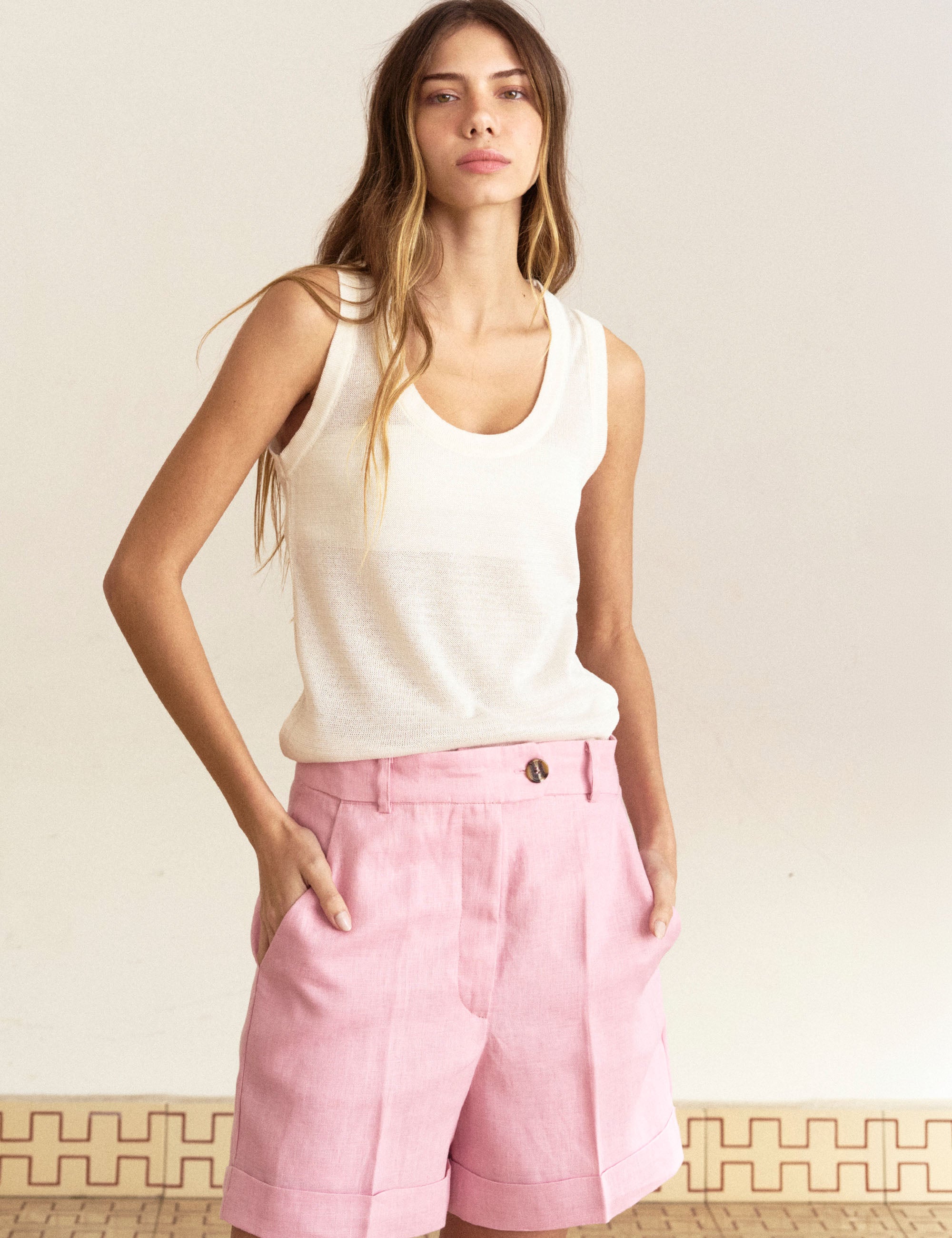 Shorts Ipanema Linho Rosa