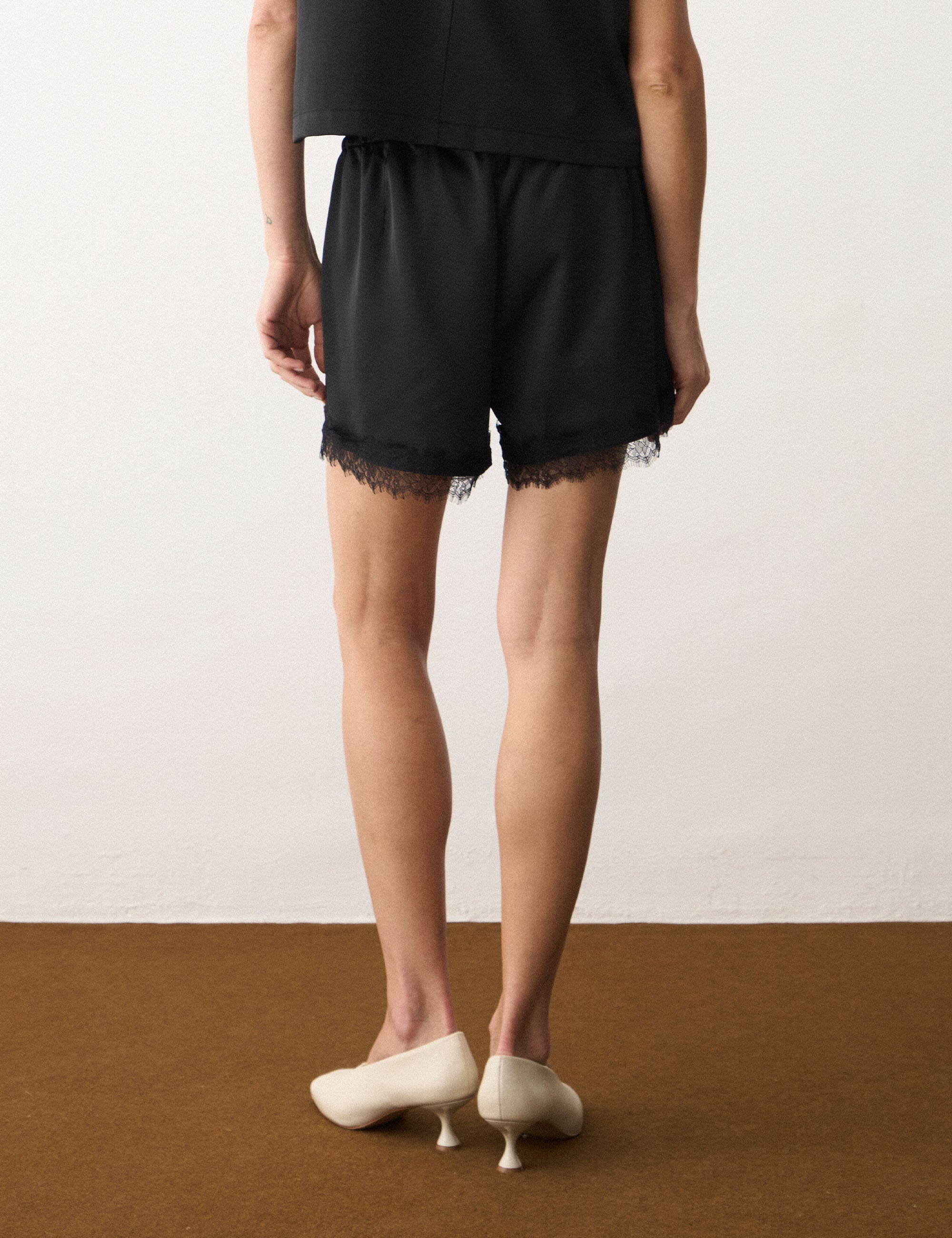 Shorts Lingerie Acetinado Preto